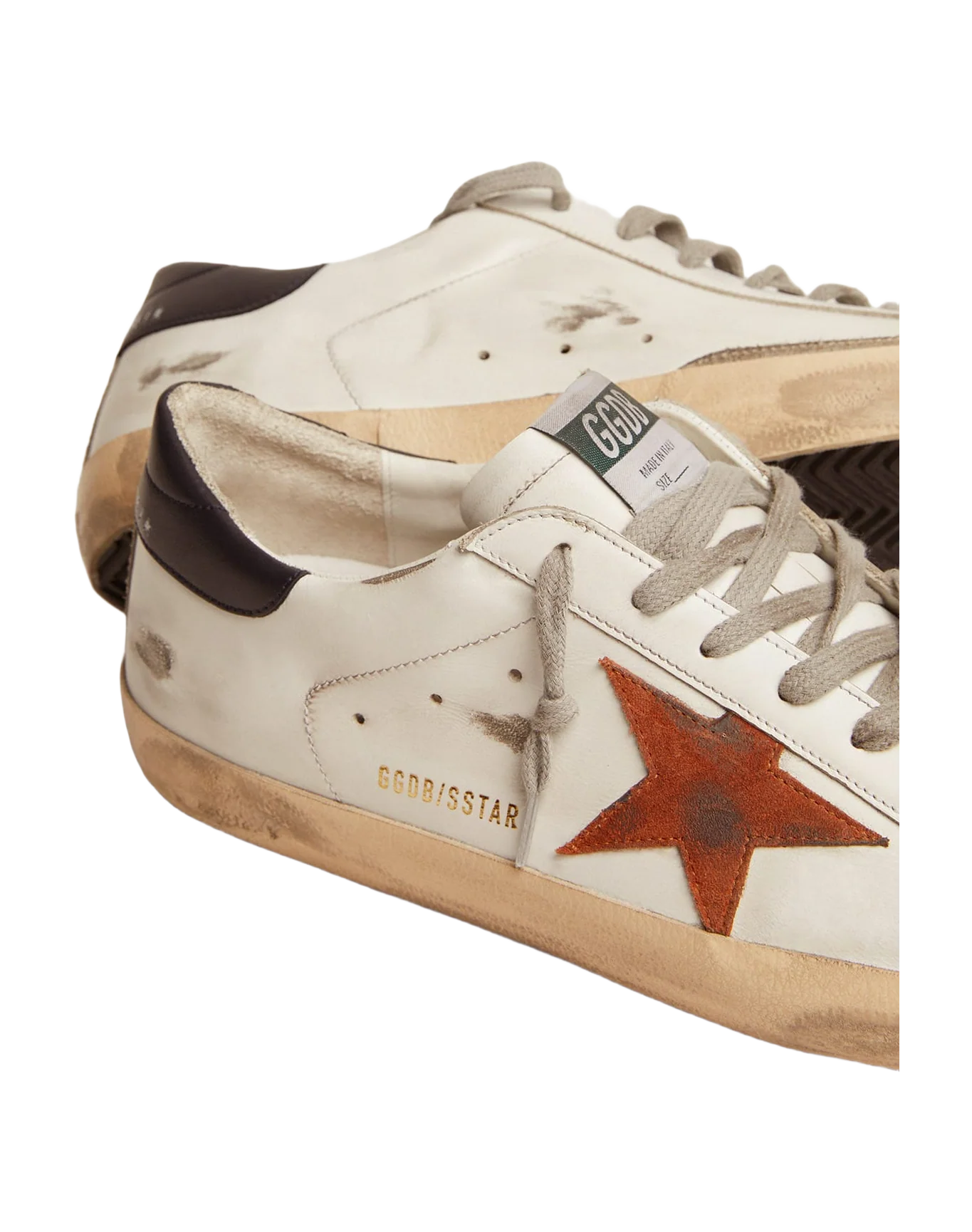 Men | Super-Star with Orange Suede Star & Dark Blue Leather Heel Tab | White x Orange x Dark Blue - Image 3
