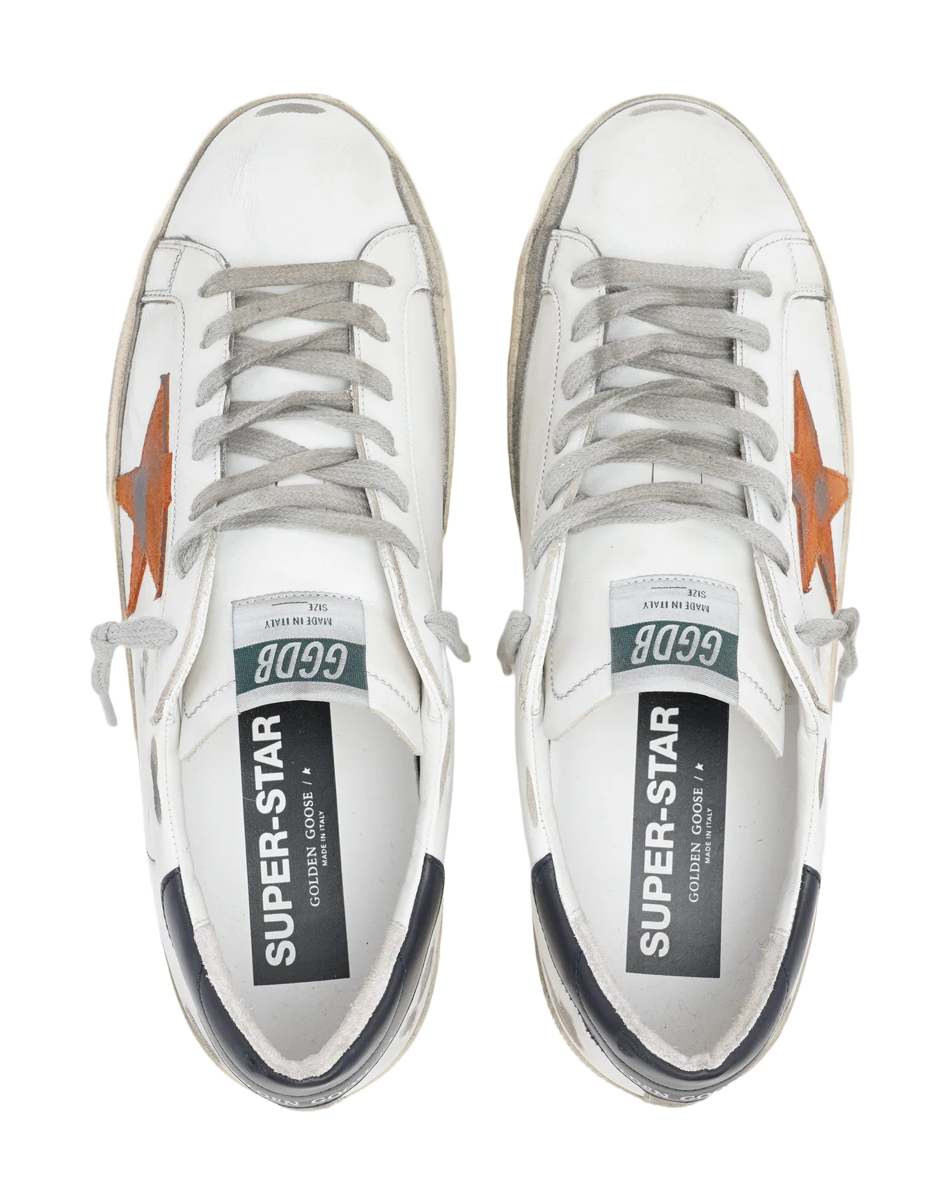 Men | Super-Star with Orange Suede Star & Dark Blue Leather Heel Tab | White x Orange x Dark Blue - Image 6