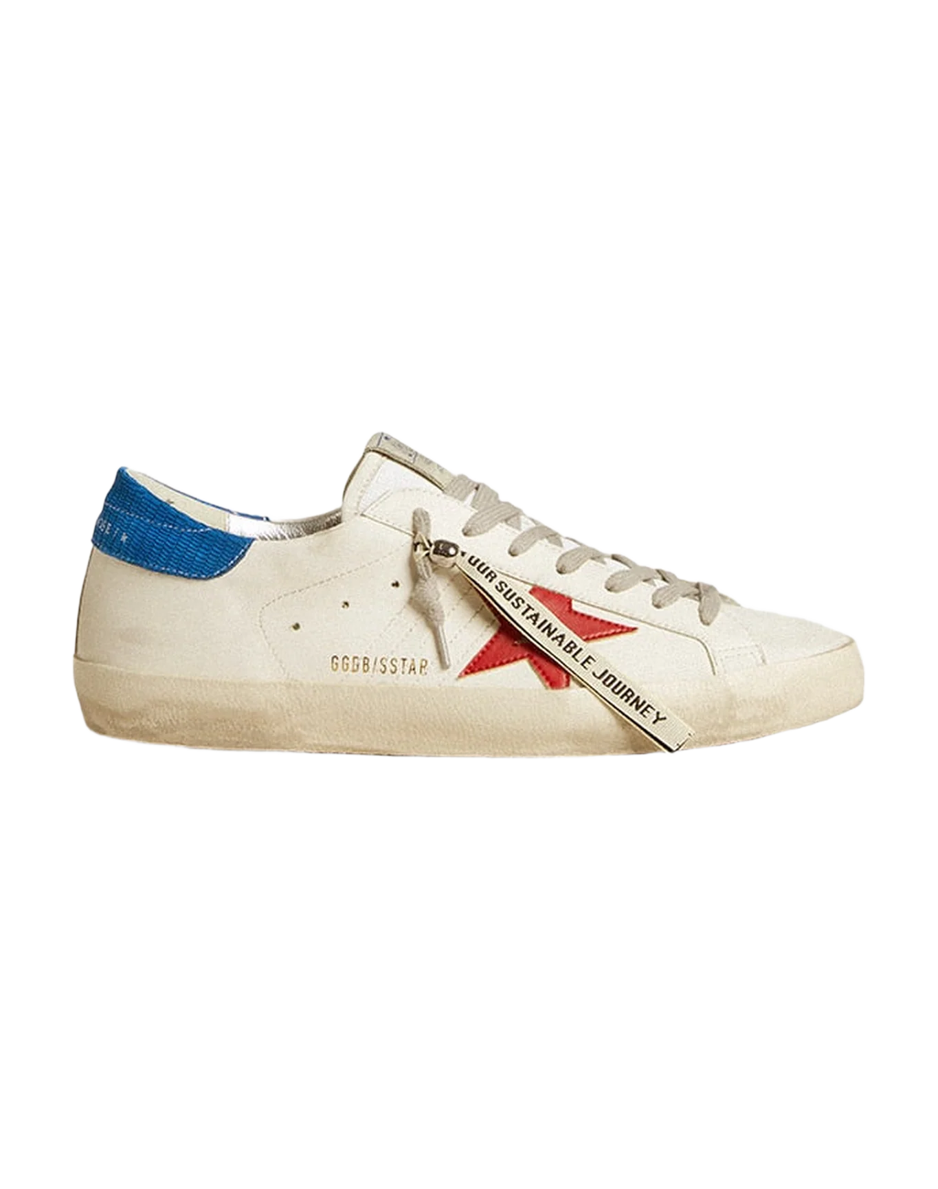 Men | Super-Star with Red Star & Light Blue Heel Tab | White x Red x Blue - Image 2