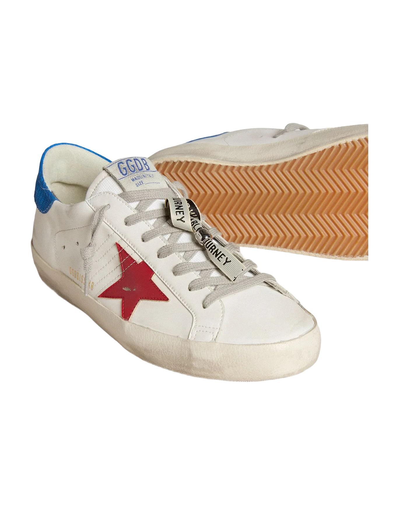 Men | Super-Star with Red Star & Light Blue Heel Tab | White x Red x Blue - Image 4