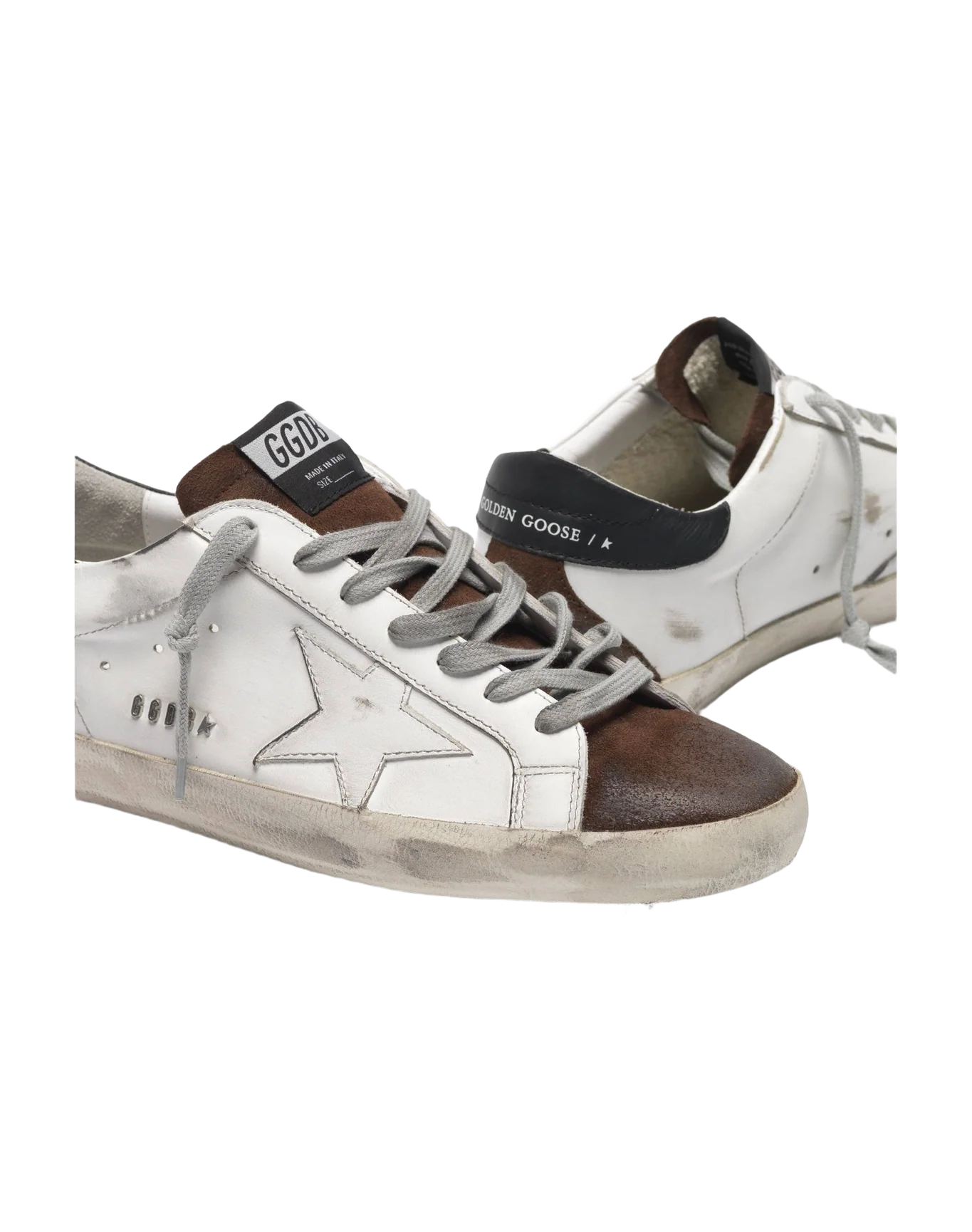 Men | Two-Tone White & Brown Super-Star Sneakers