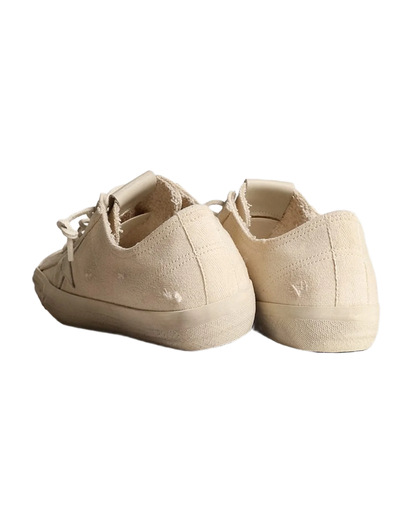 Men | V-Star Sneakers Light Cream Canvas with Milk-White Leather Star | Creamy White x White