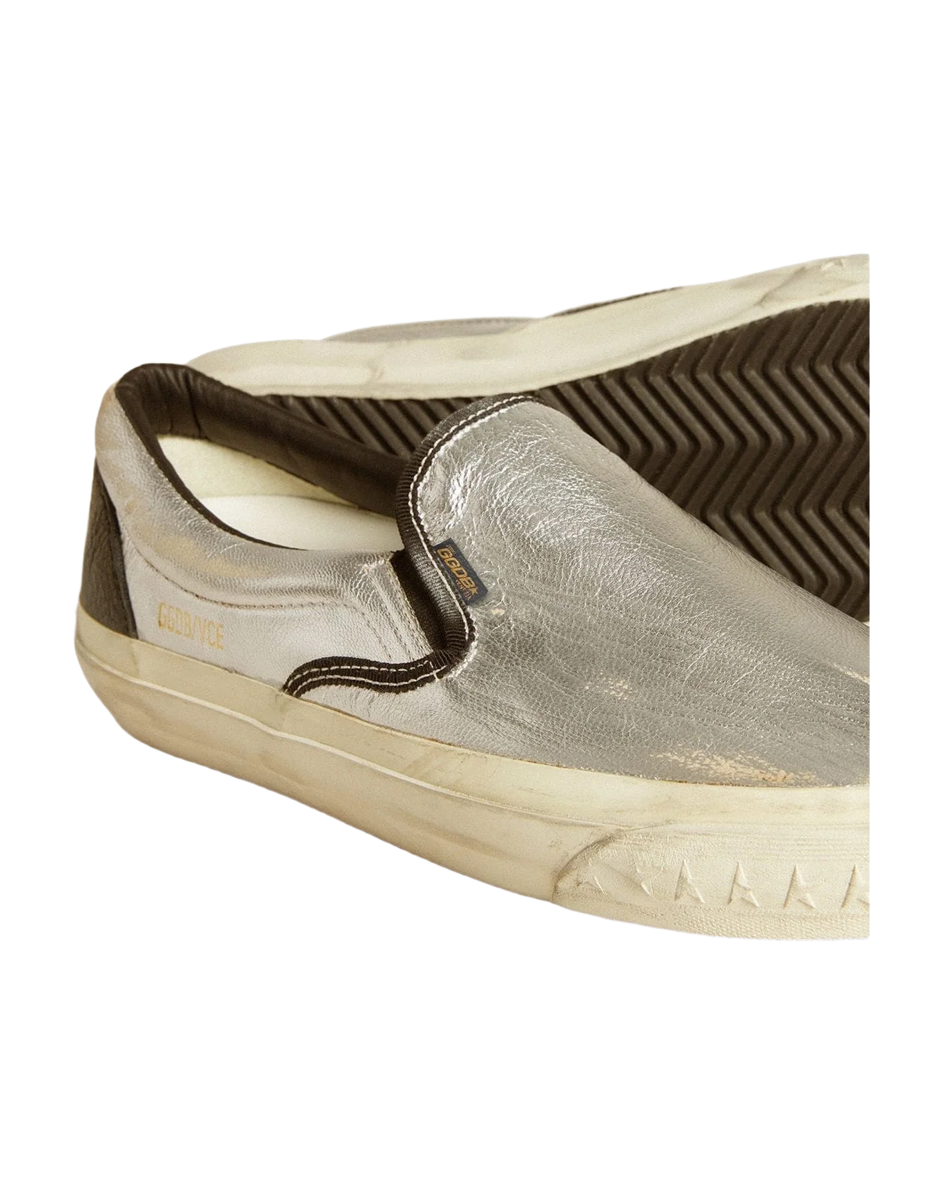 Men | Vce Penstar Metallic Silver Leather with Black Leather Heel Tab | Silver x Black