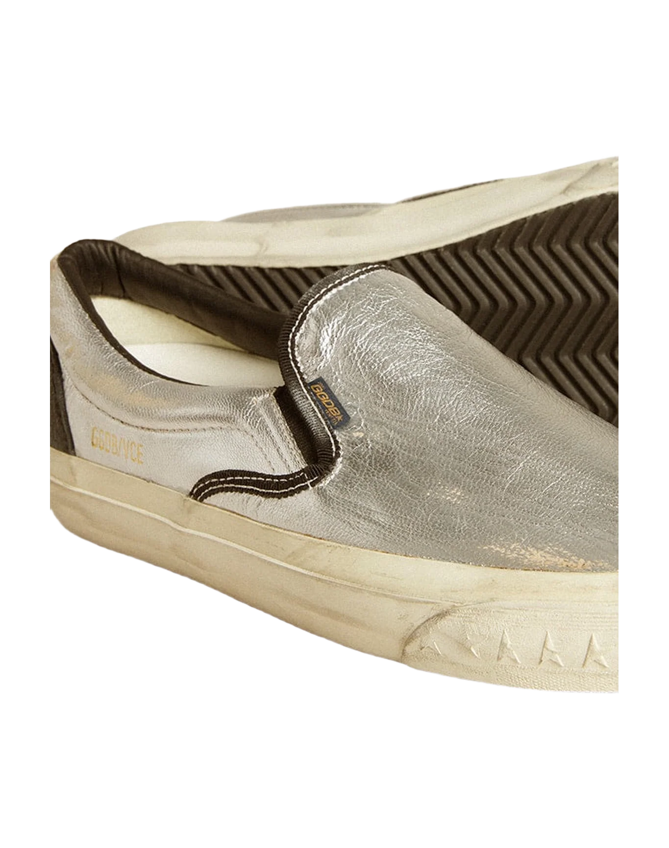 Men | Vce Penstar Metallic Silver Leather with Black Leather Heel Tab | Silver x Black - Image 4
