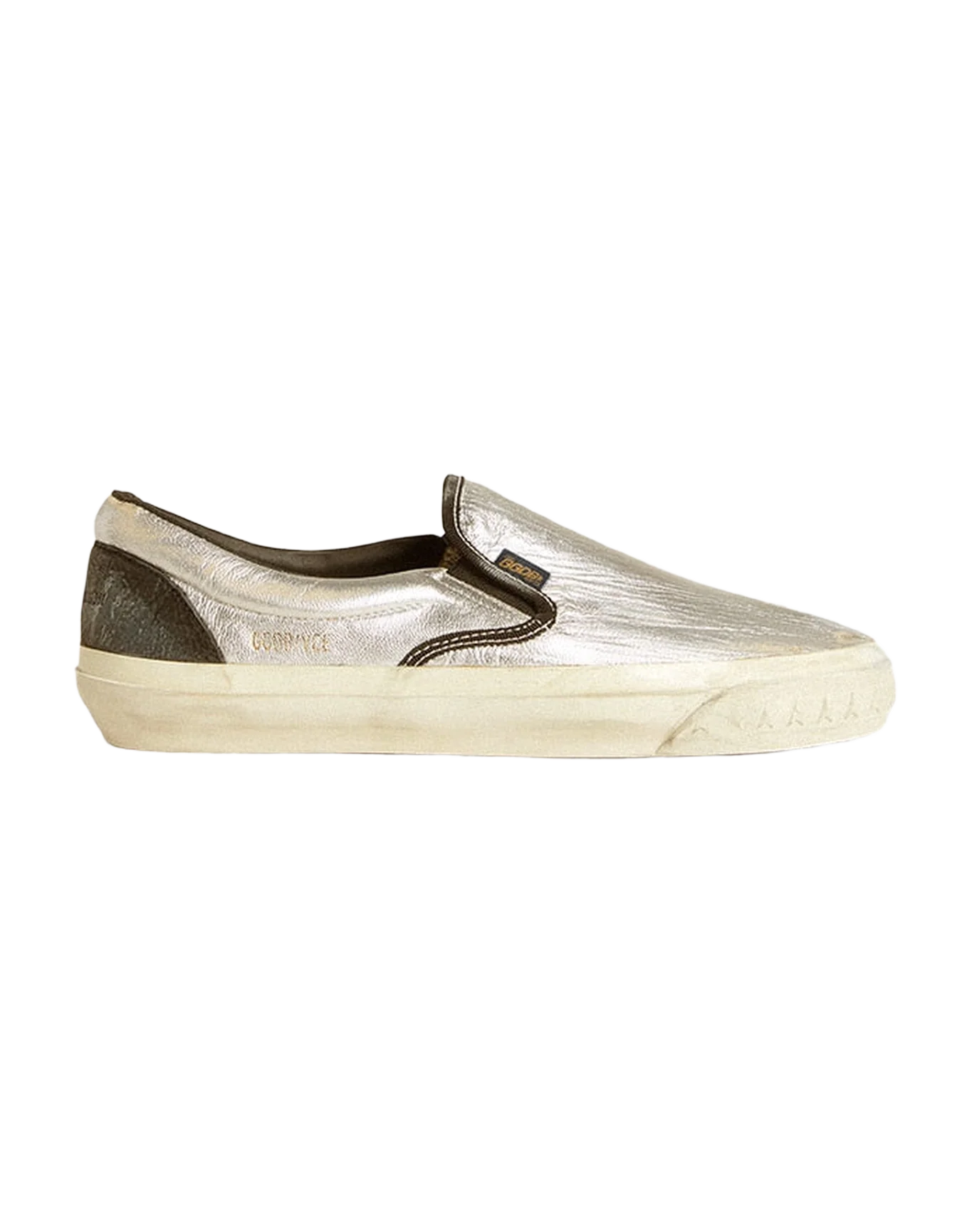 Men | Vce Penstar Metallic Silver Leather with Black Leather Heel Tab | Silver x Black - Image 5