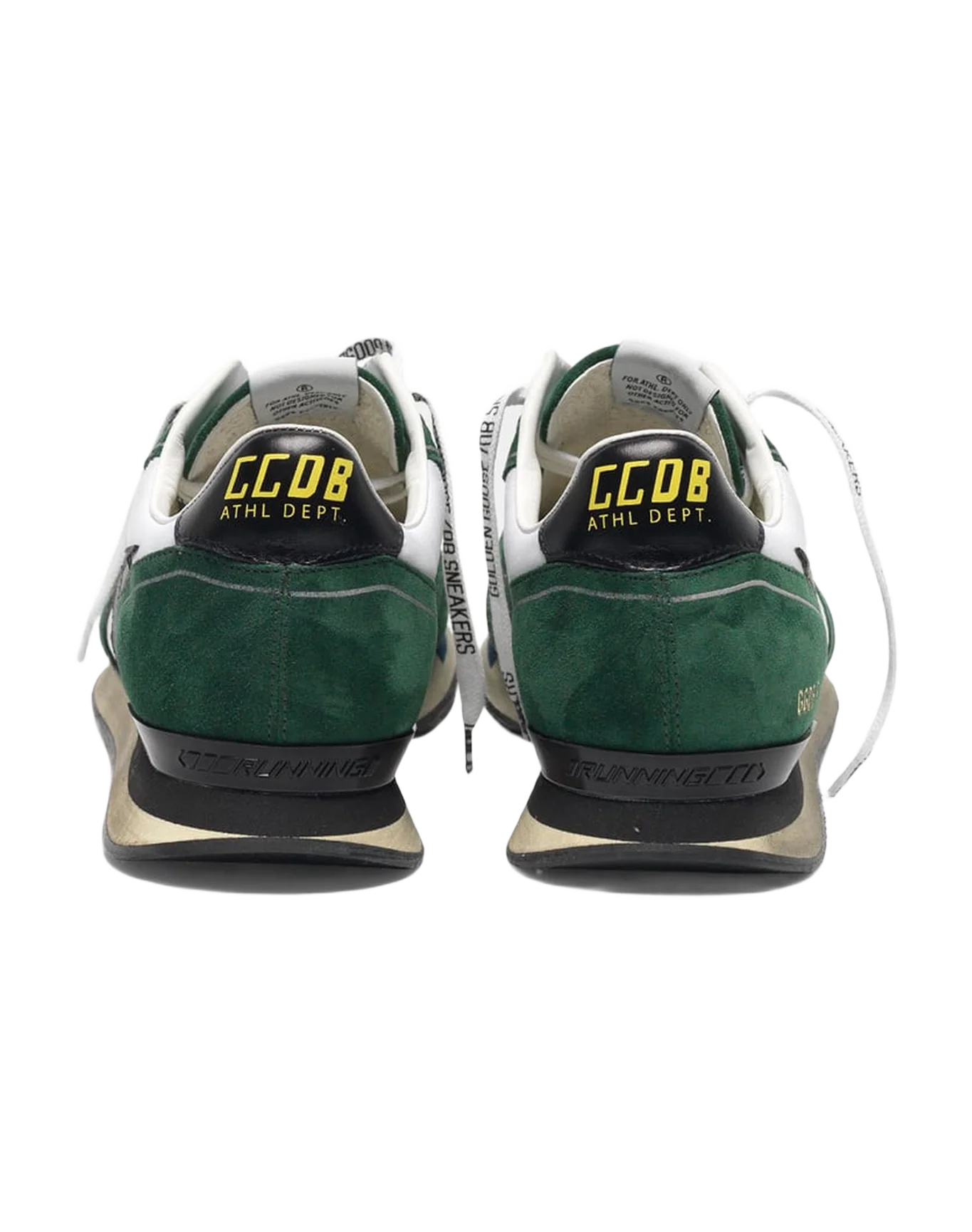 Men | White & Green Running Sneakers Suede - Image 3