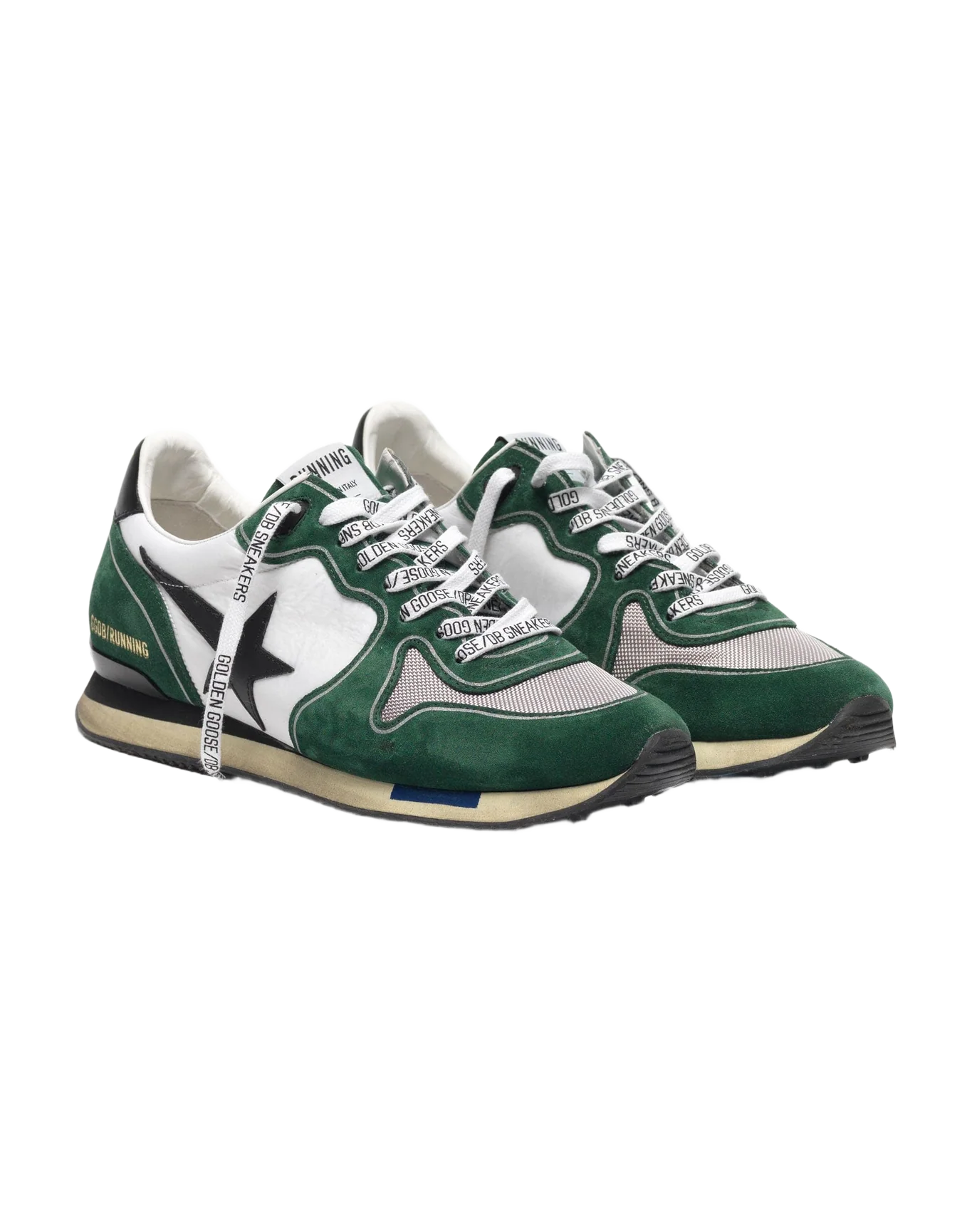 Men | White & Green Running Sneakers Suede - Image 4