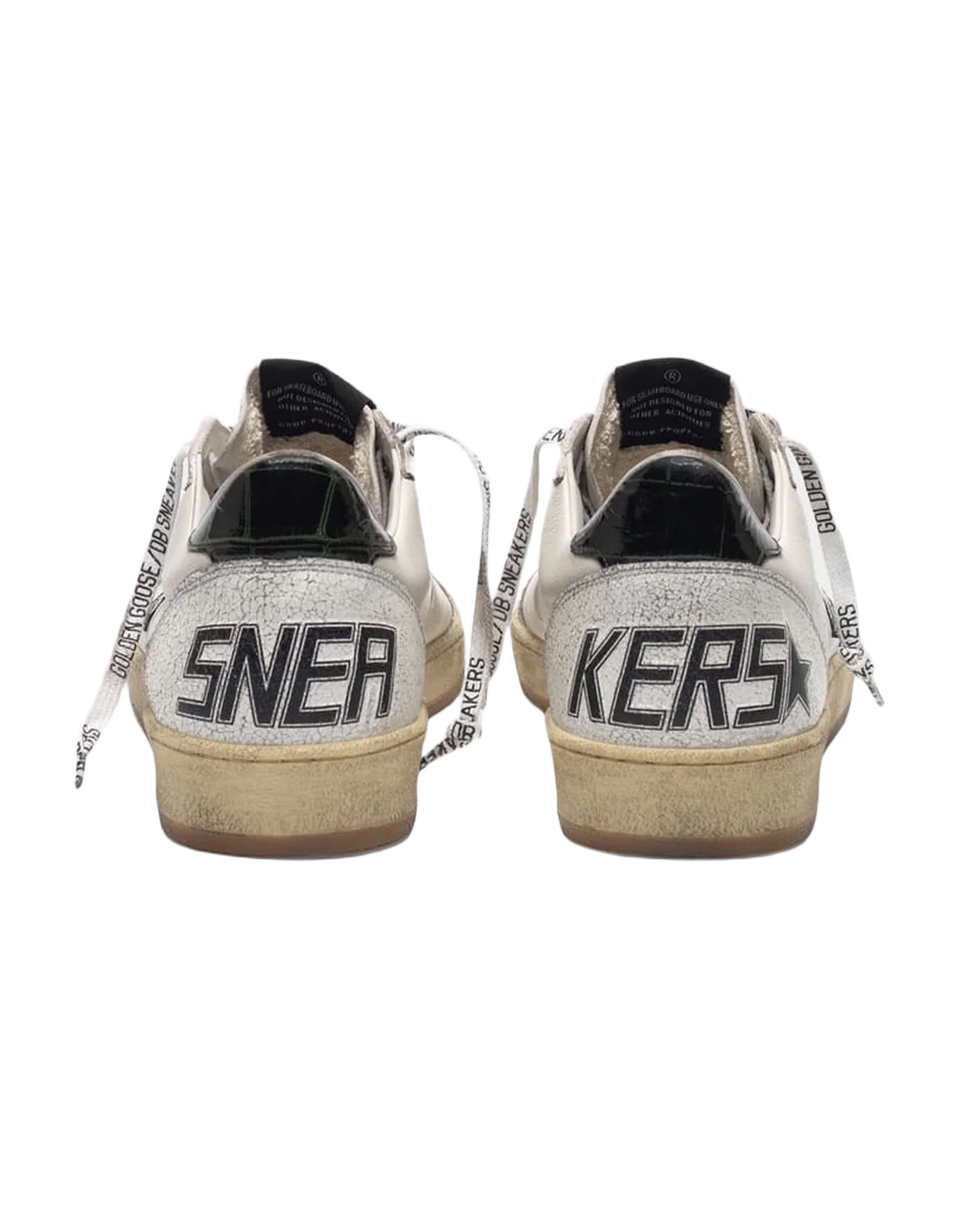 Men | White Ball Star Sneakers Leather with Glossy Black Star & Heel Tab - Image 2