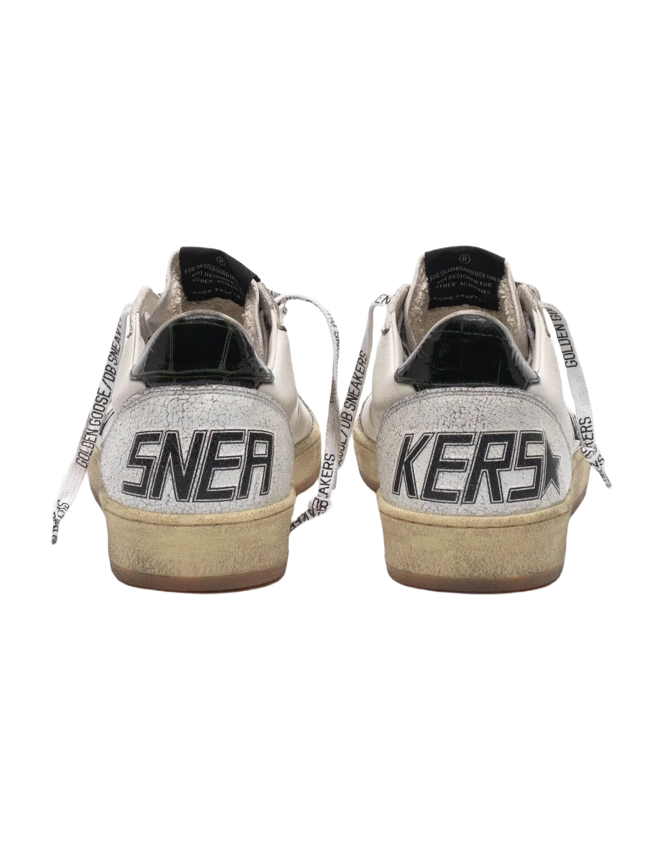 Men | White Ball Star Sneakers Leather with Glossy Black Star & Heel Tab - Image 3