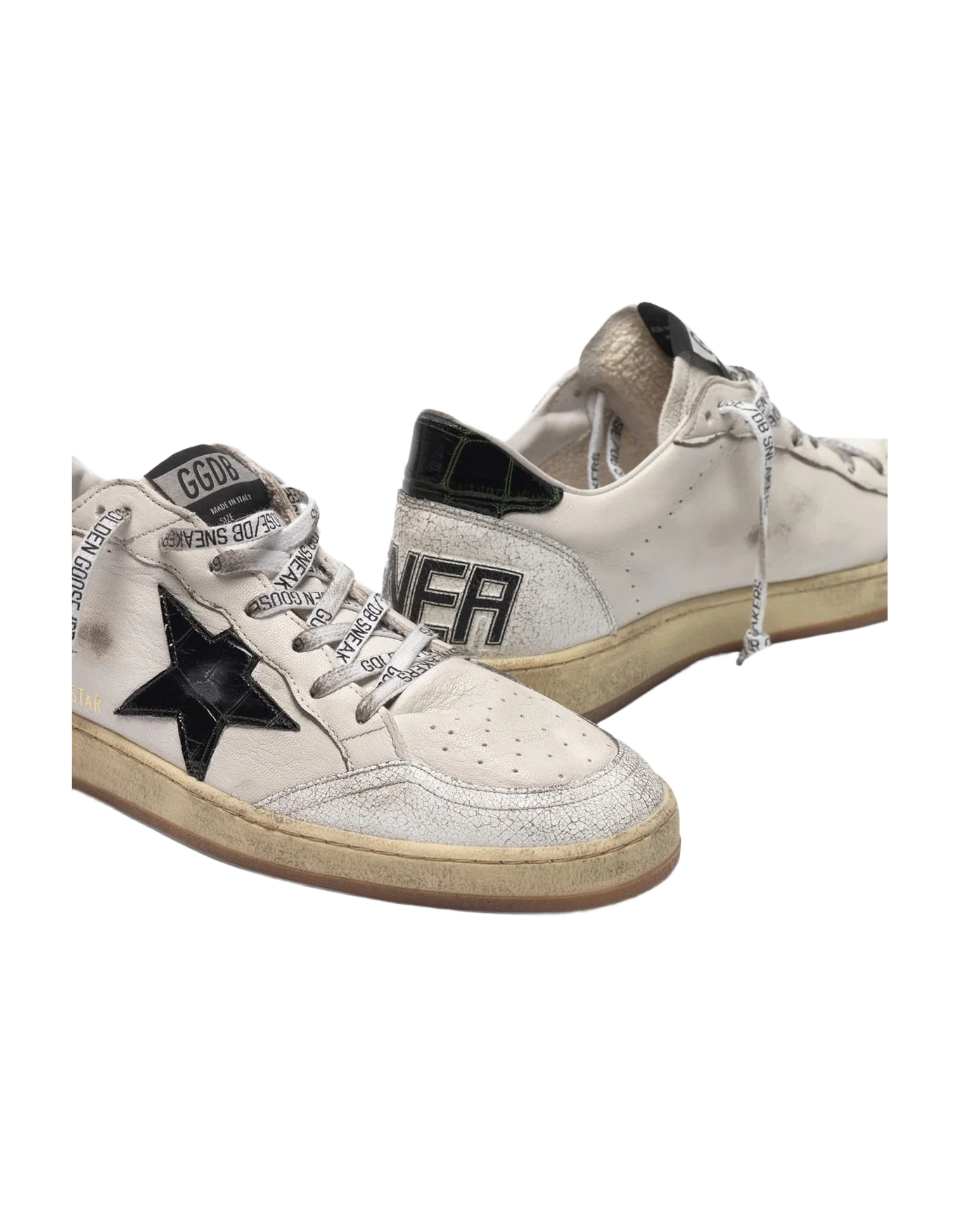 Men | White Ball Star Sneakers Leather with Glossy Black Star & Heel Tab - Image 4