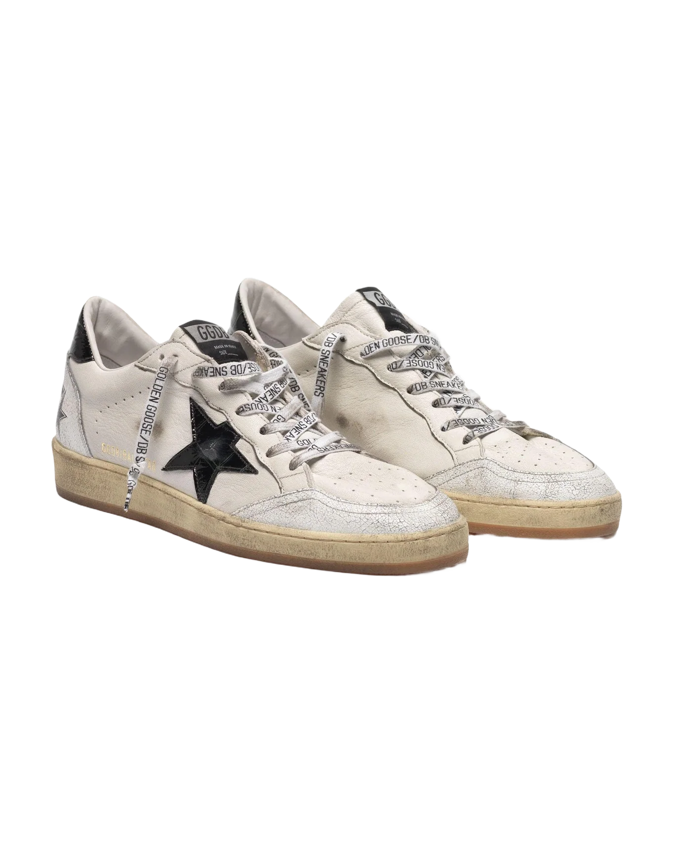 Men | White Ball Star Sneakers Leather with Glossy Black Star & Heel Tab - Image 5