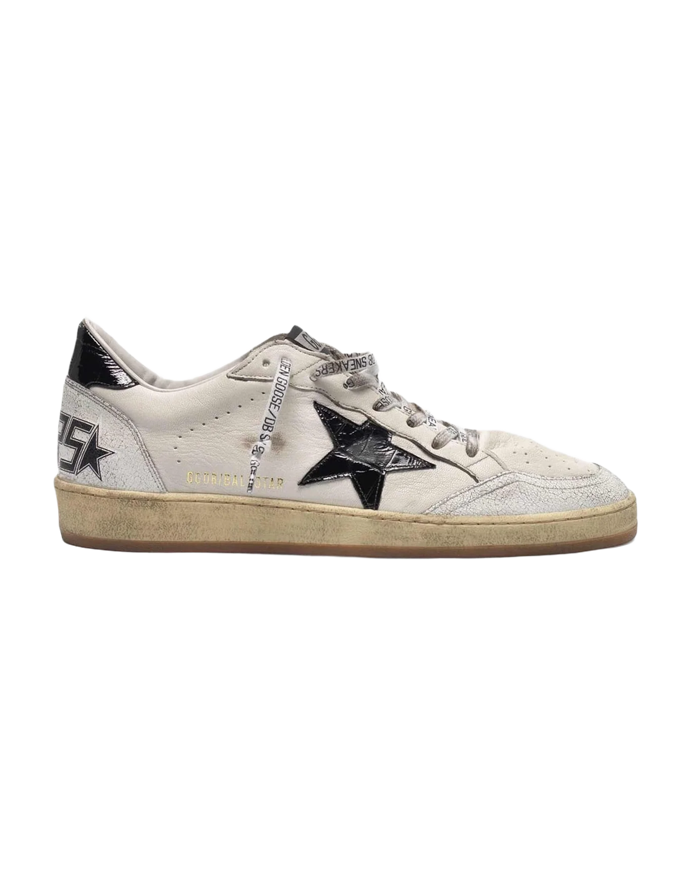 Men | White Ball Star Sneakers Leather with Glossy Black Star & Heel Tab - Image 7