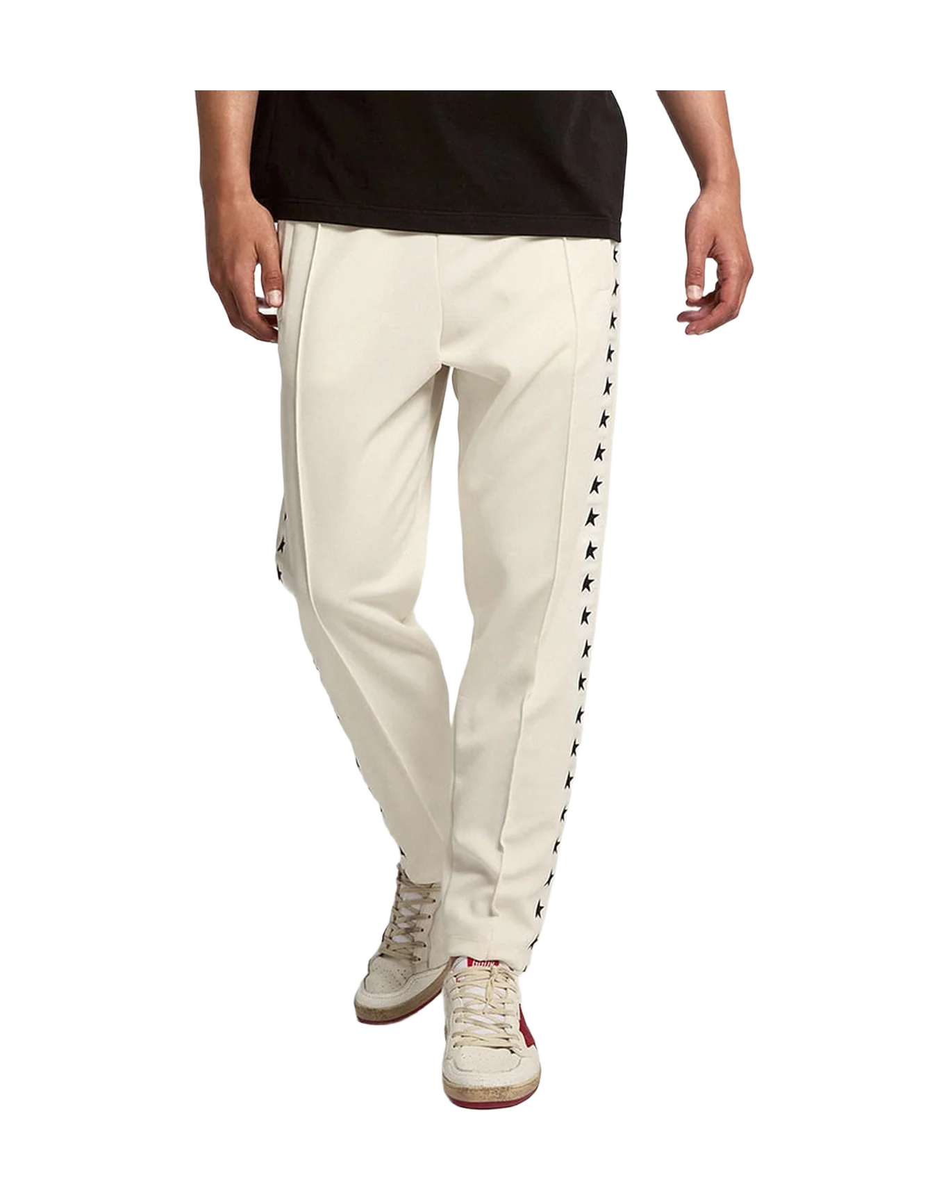 Men | White Joggers with Black Stars On The Sides | Papyrus x Black - Image 9