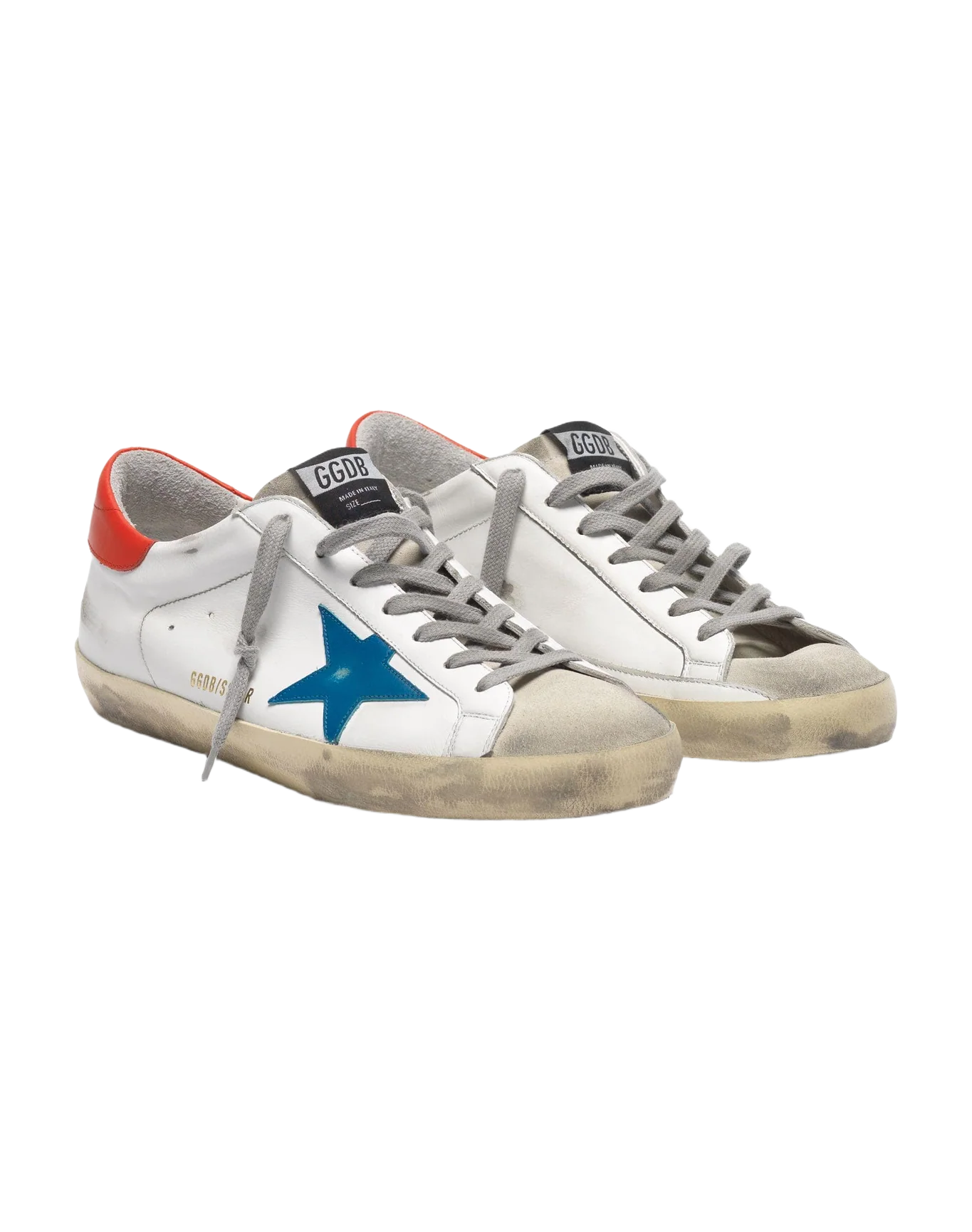 Men | White Leather Super-Star with Red Heel & Blue Star - Image 2