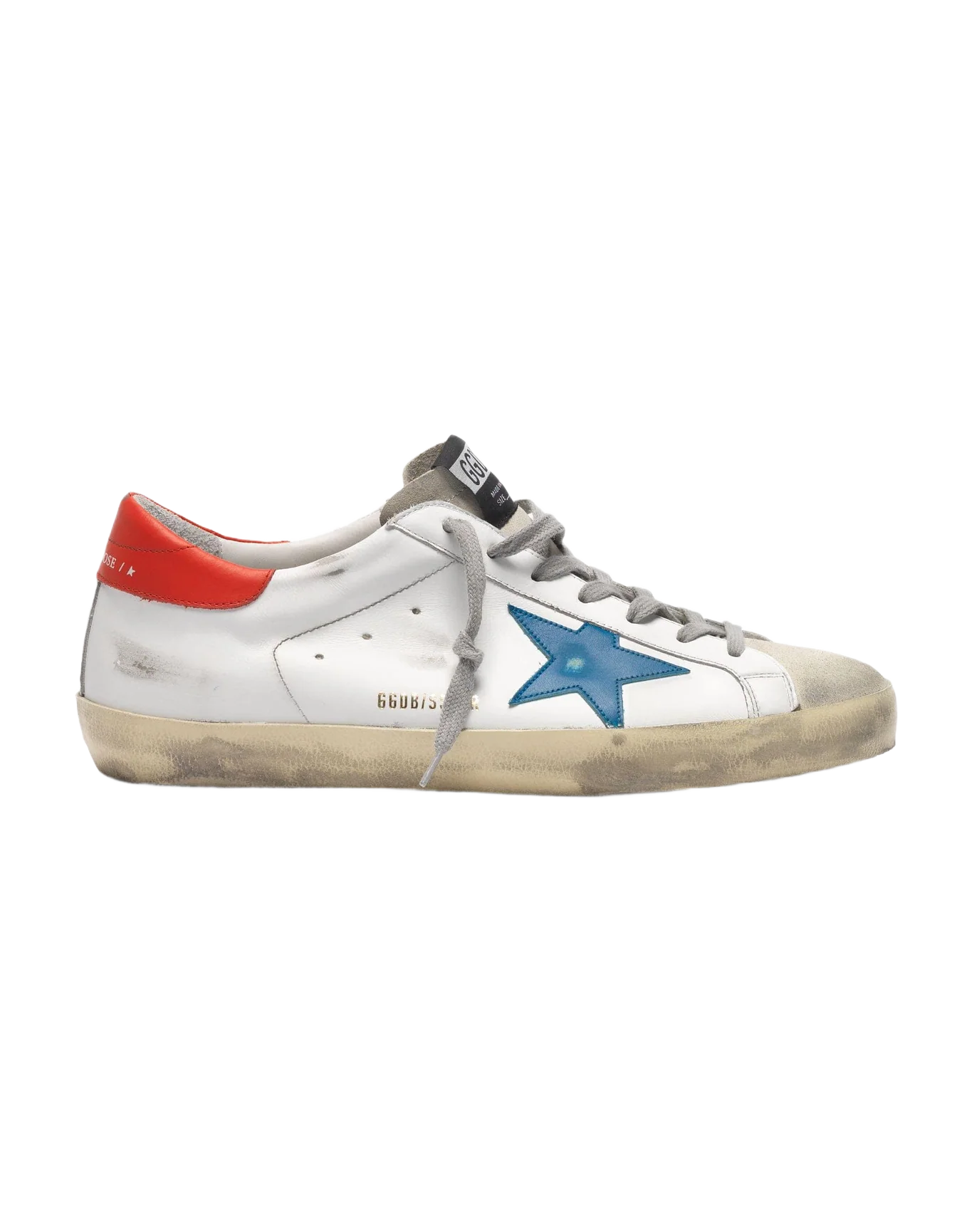 Men | White Leather Super-Star with Red Heel & Blue Star - Image 3