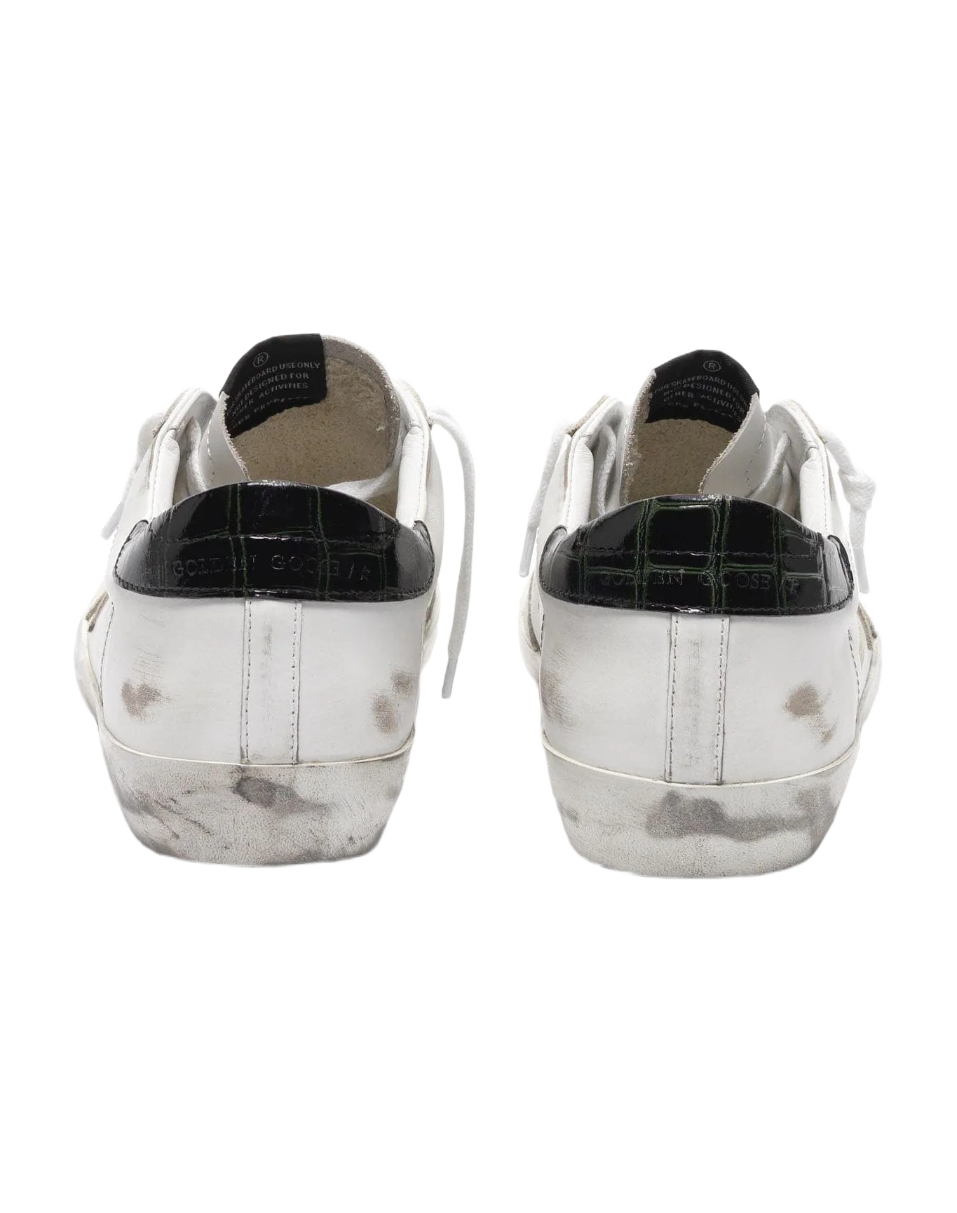 Men | White Super-Star Sneakers with Black Croc-Print Heel Tab - Image 3