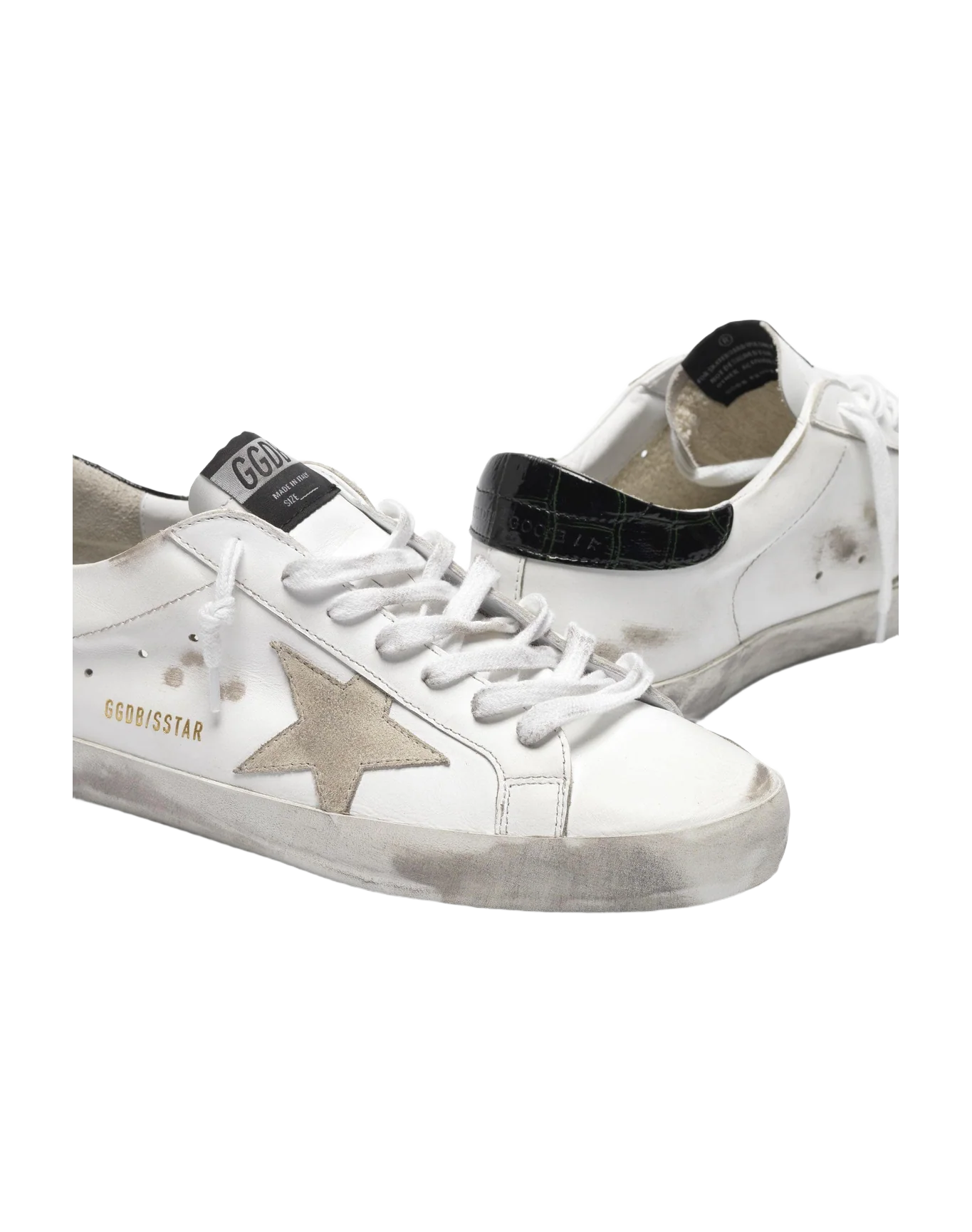 Men | White Super-Star Sneakers with Black Croc-Print Heel Tab - Image 4