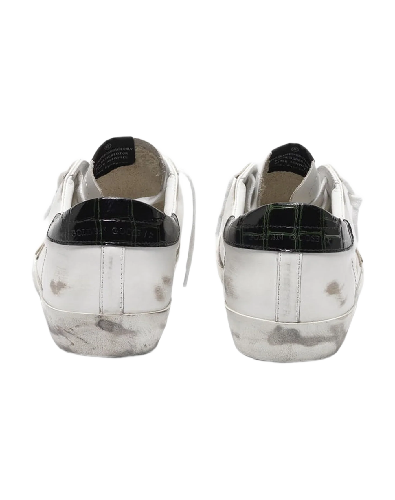 Men | White Super-Star Sneakers with Black Croc-Print Heel Tab - Image 5