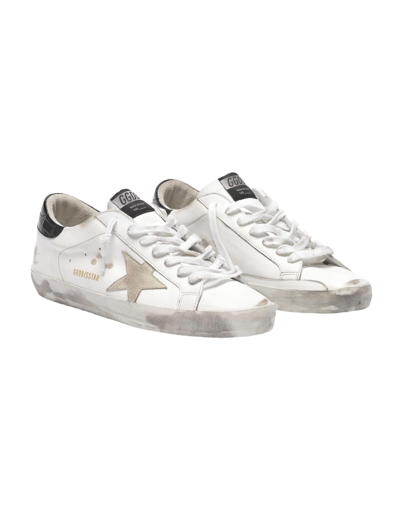 Men | White Super-Star Sneakers with Black Croc-Print Heel Tab - Image 6