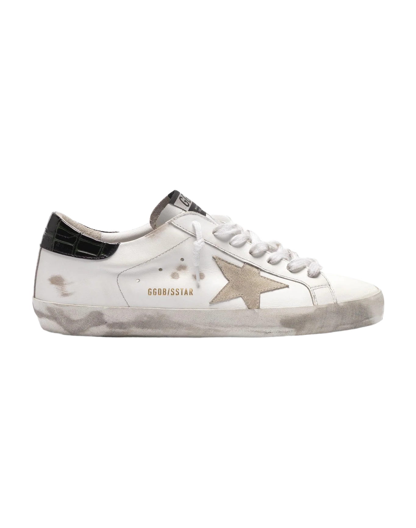 Men | White Super-Star Sneakers with Black Croc-Print Heel Tab - Image 7