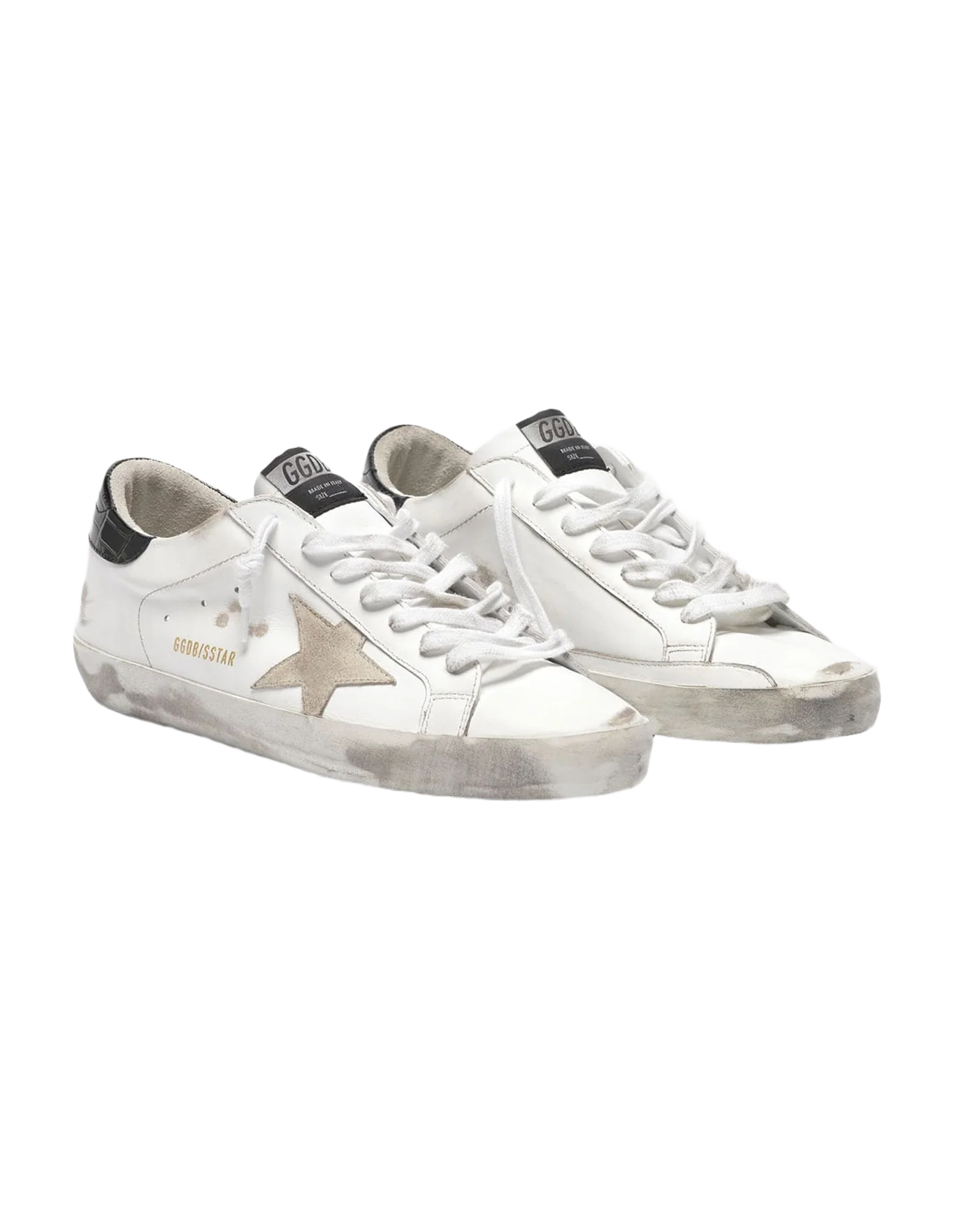 Men | White Super-Star Sneakers with Black Croc-Print Heel Tab - Image 8