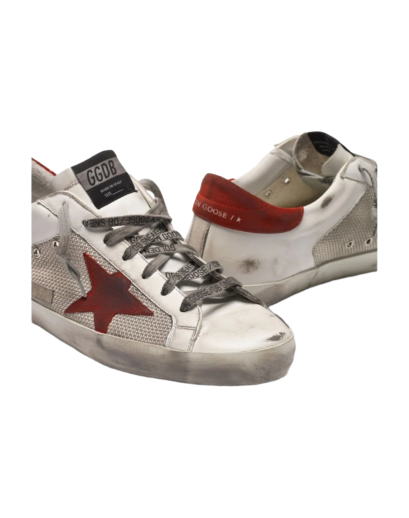 Men | White Superstar Sneakers Leather with Red Star