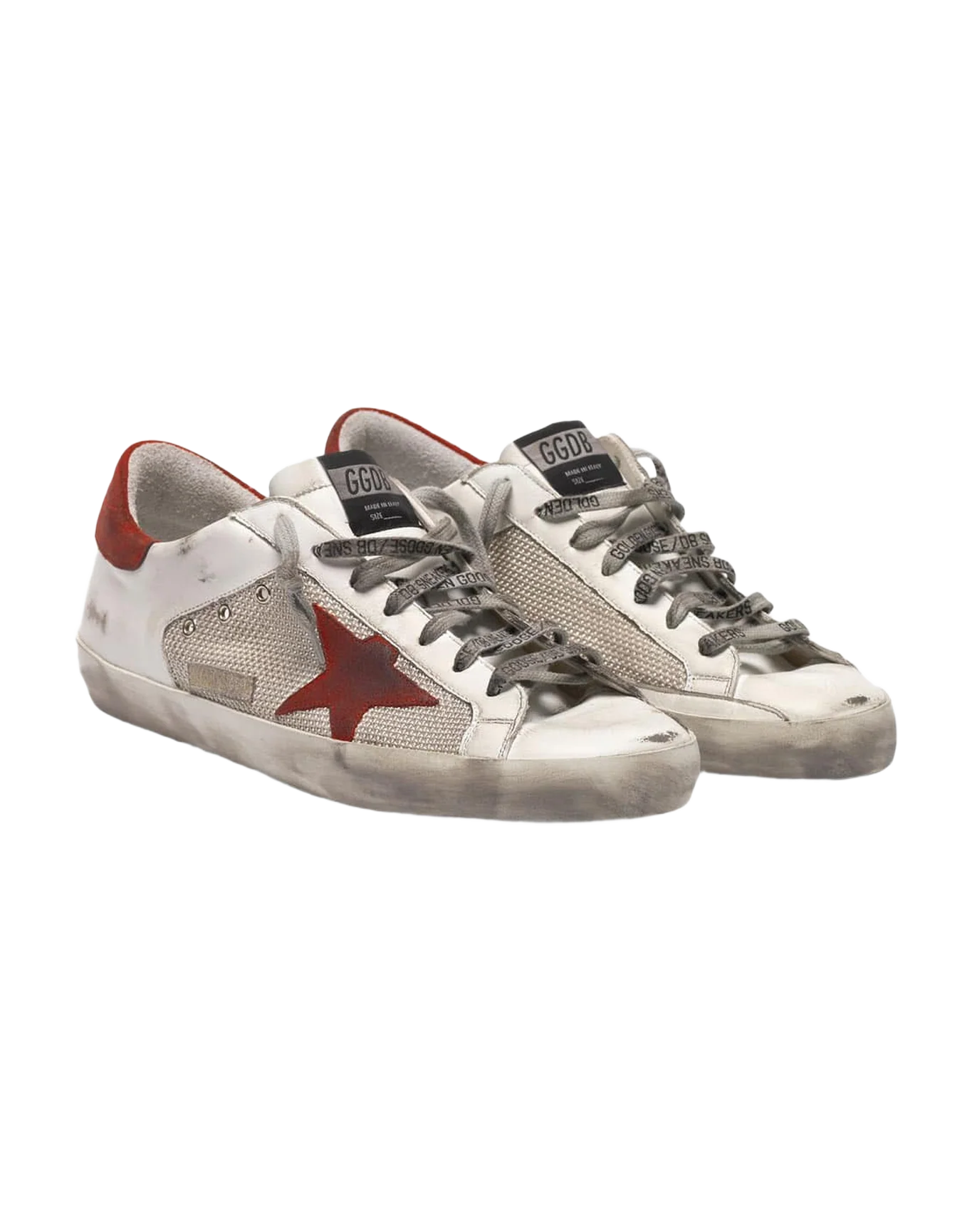 Men | White Superstar Sneakers Leather with Red Star - Image 2