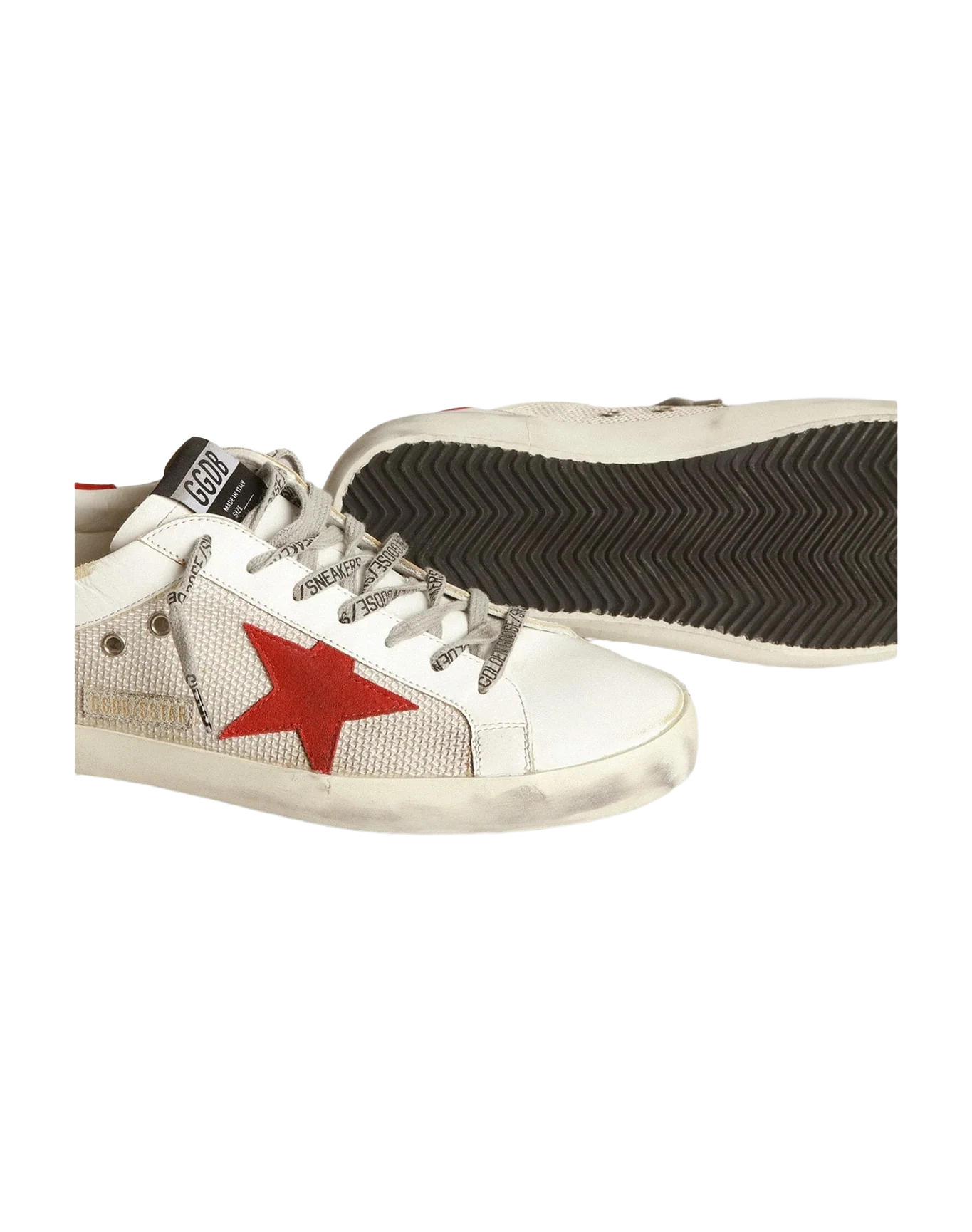 Men | White Superstar Sneakers Leather with Red Star | White x Light Silver x Red