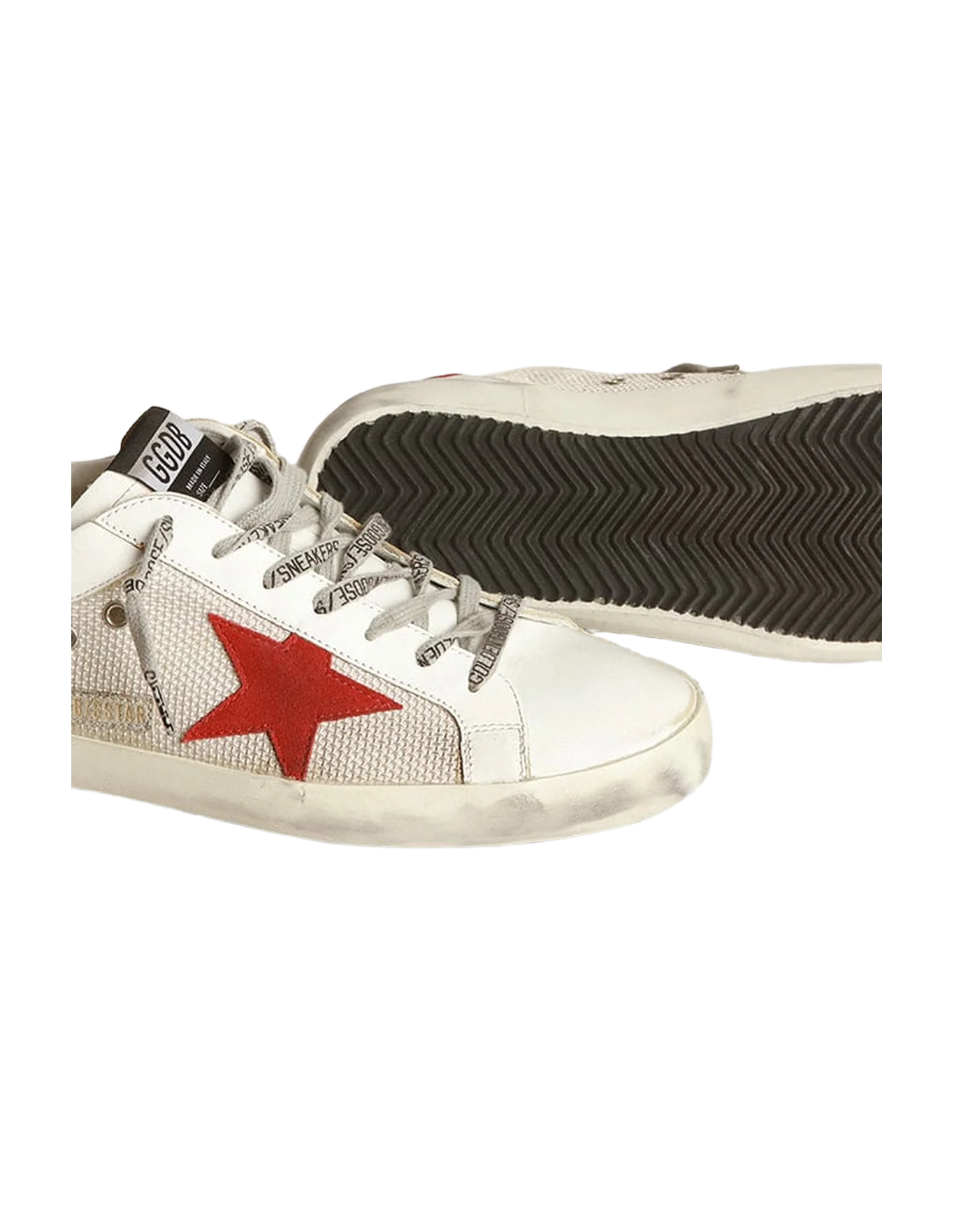 Men | White Superstar Sneakers Leather with Red Star | White x Light Silver x Red - Image 3