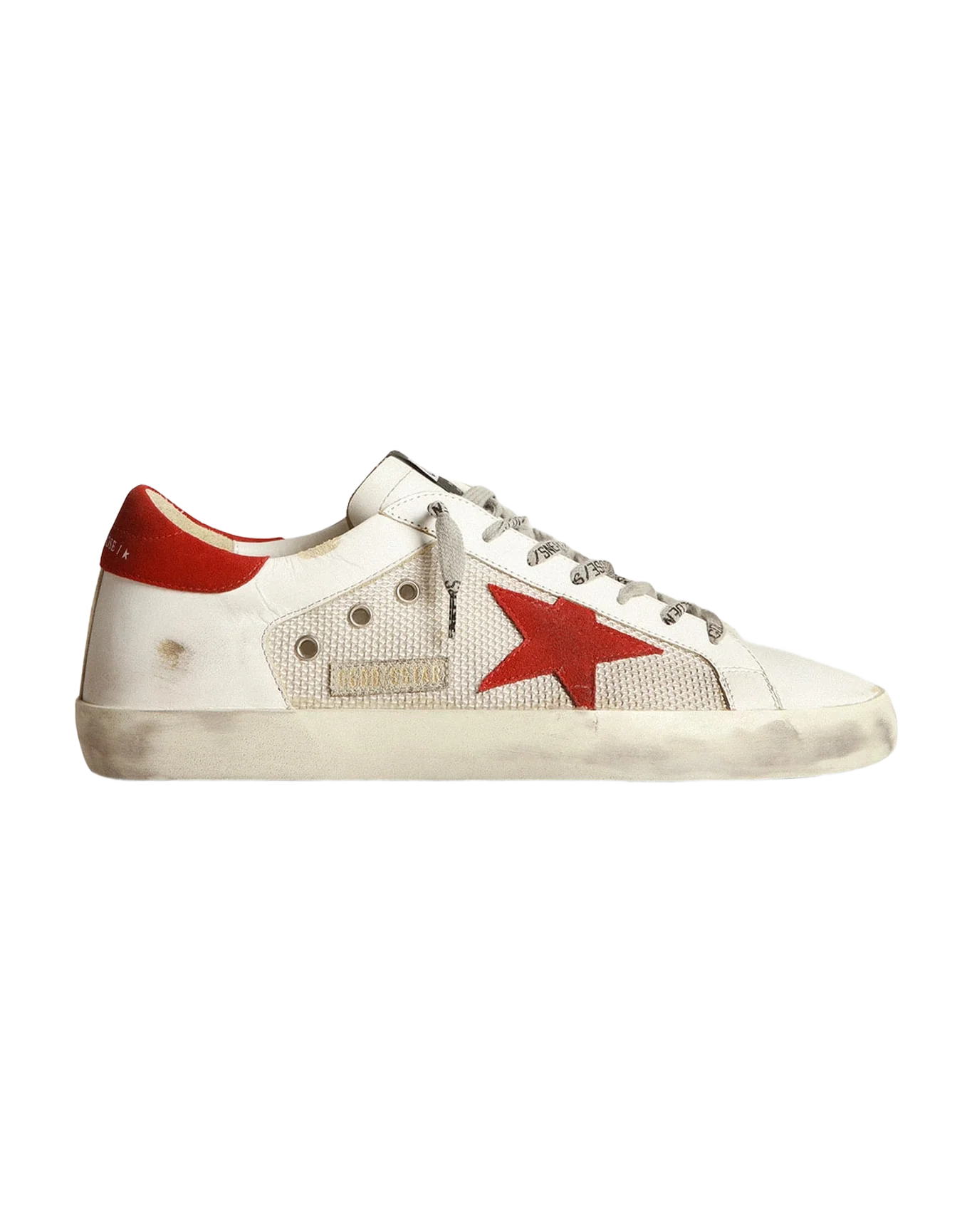 Men | White Superstar Sneakers Leather with Red Star | White x Light Silver x Red - Image 6