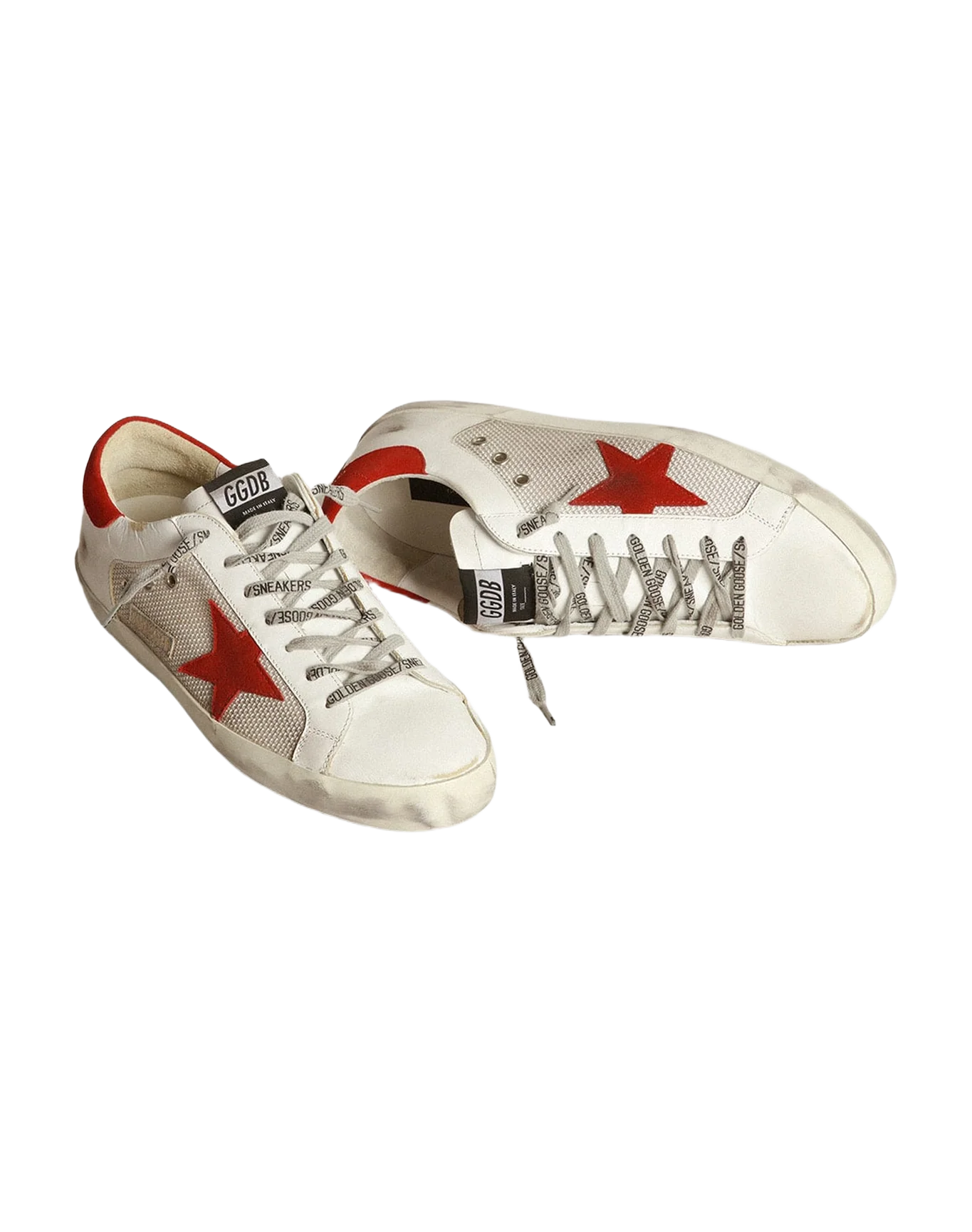 Men | White Superstar Sneakers Leather with Red Star | White x Light Silver x Red - Image 7