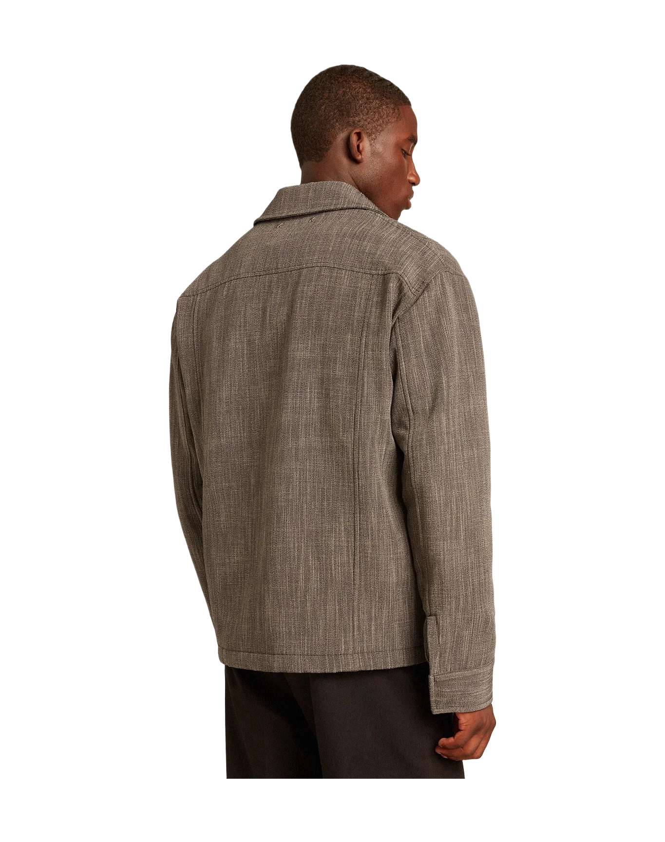 Men | Wool Blend Coach Jacket | Grey x White - Image 4