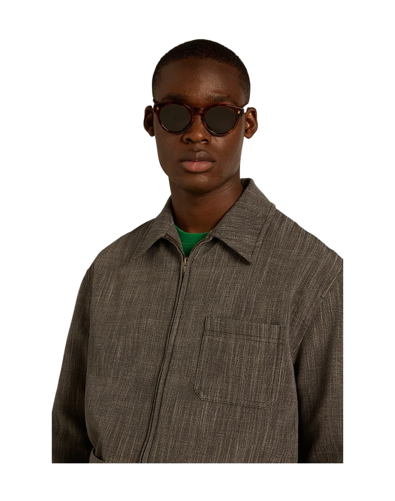 Men | Wool Blend Coach Jacket | Grey x White - Image 5