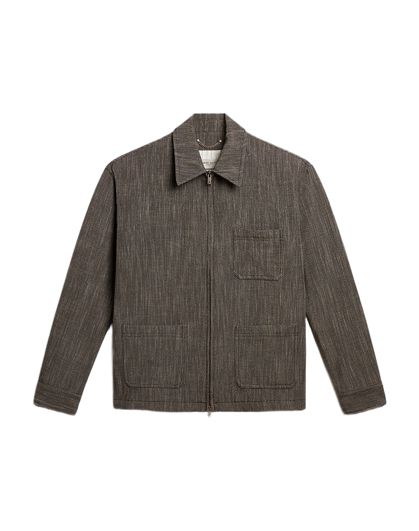 Men | Wool Blend Coach Jacket | Grey x White - Image 9