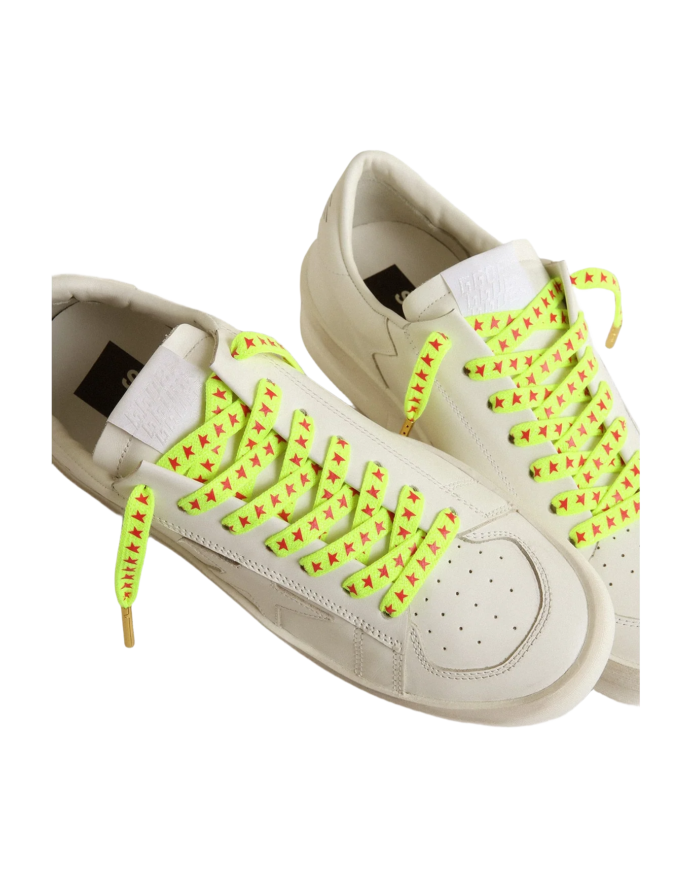 Unisex | Fluorescent Yellow Laces with Contrasting Orange Stars | Fluo Yellow x Orange x Gold - Image 2