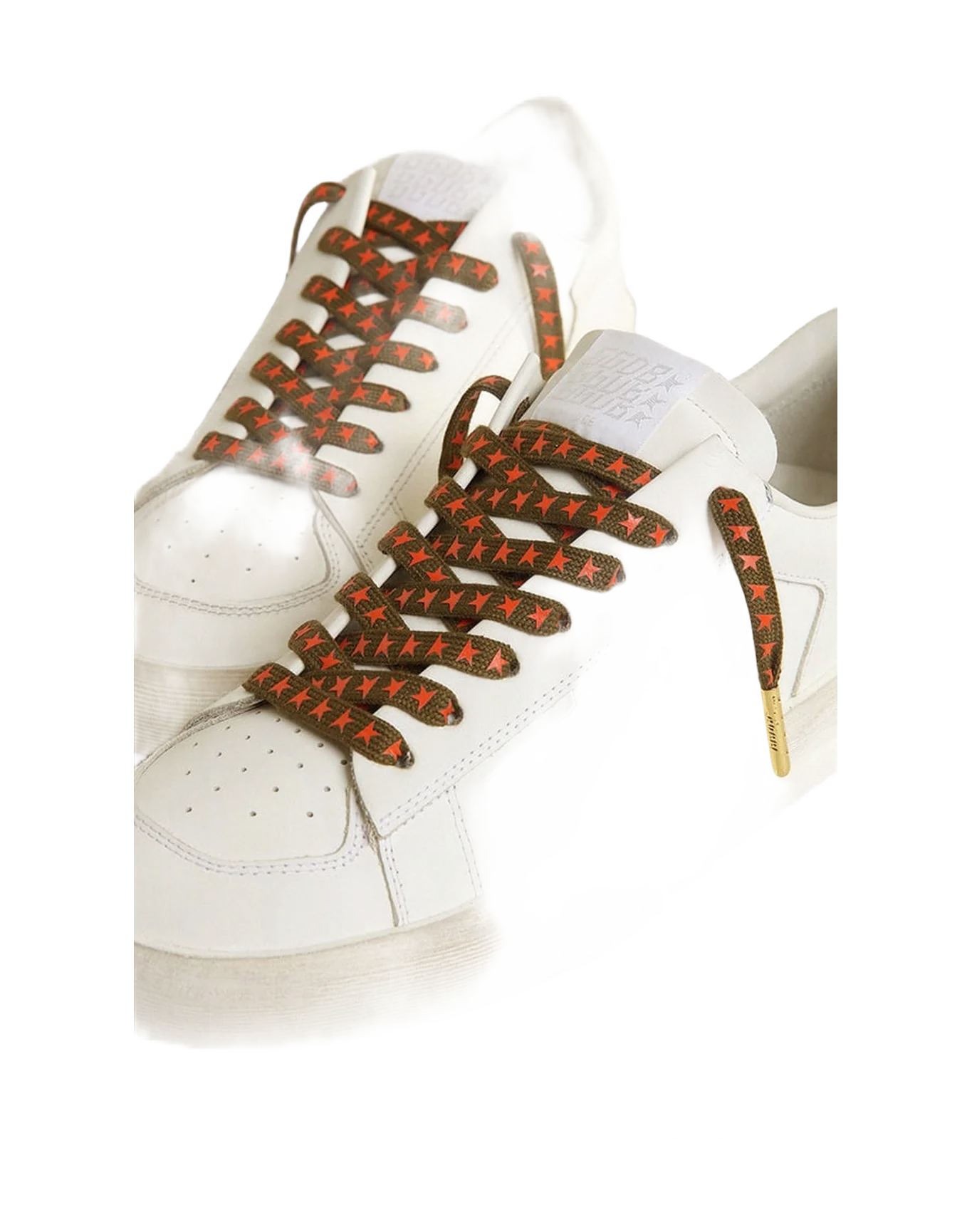 Unisex | Military-Green Laces with Contrasting Orange Stars | Khaki x Orange x Gold - Image 2