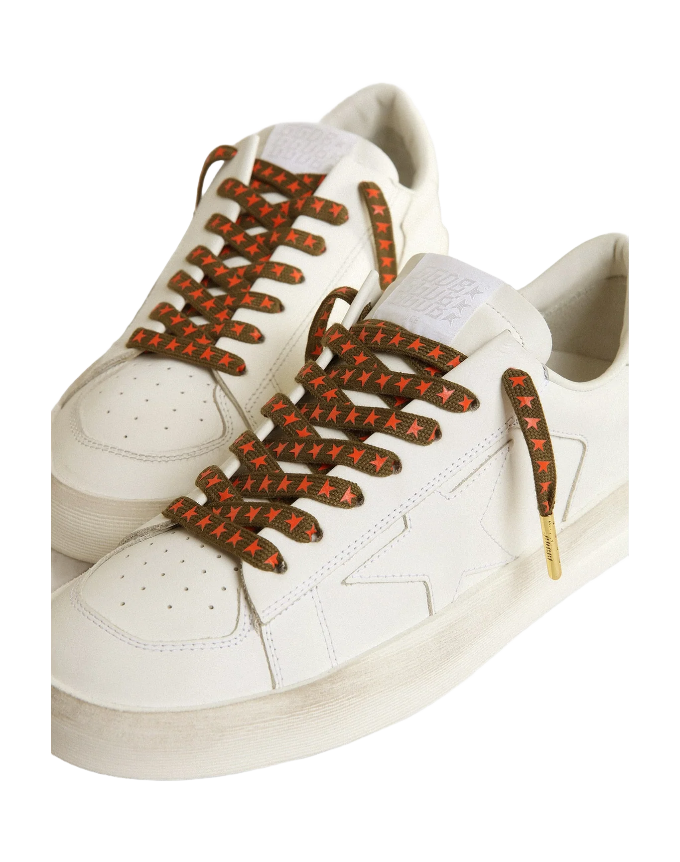 Unisex | Military-Green Laces with Contrasting Orange Stars | Khaki x Orange x Gold - Image 5
