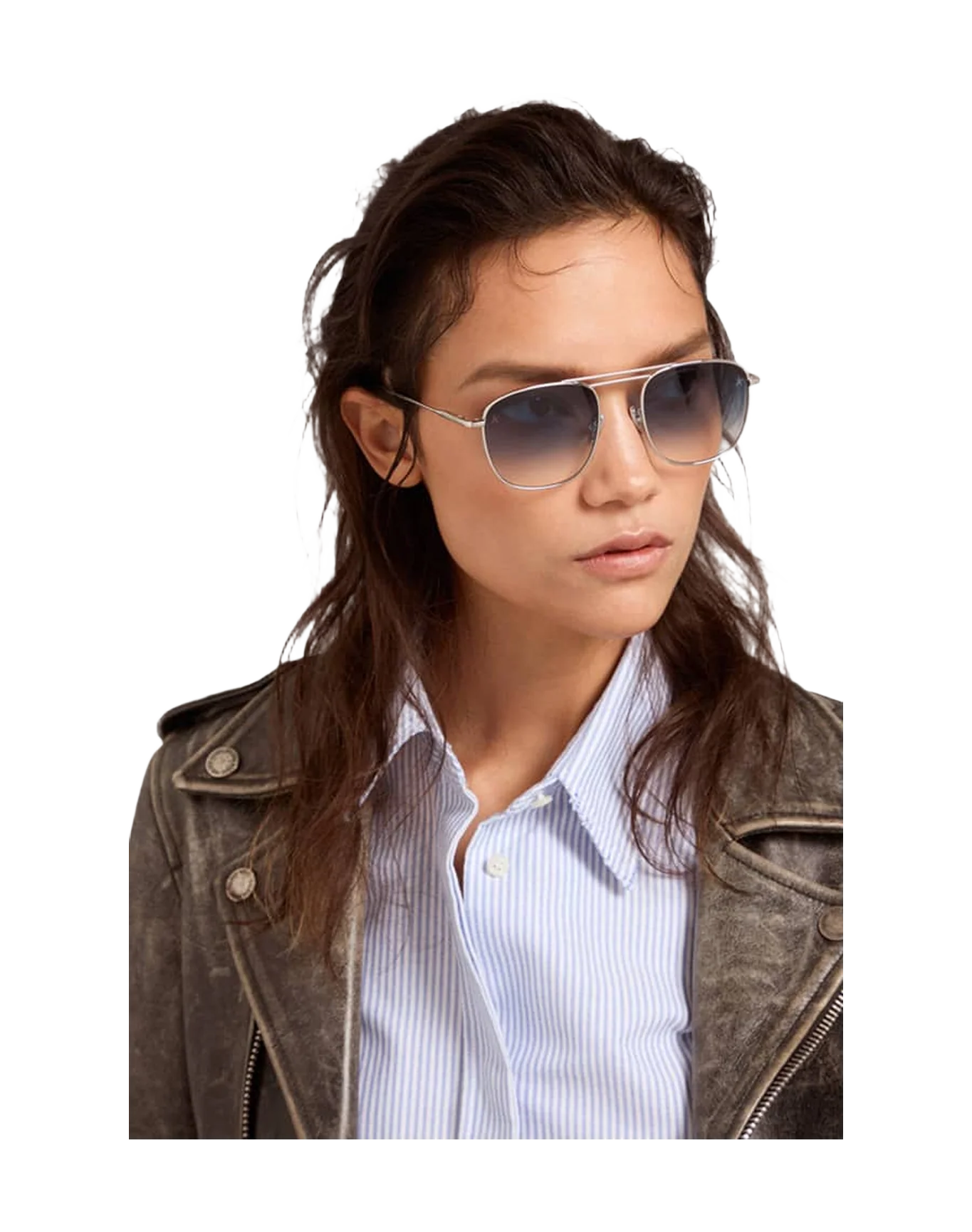 Unisex | Sunframe Roger Aviator Model with Silver Frame | Silver x Blue - Image 4