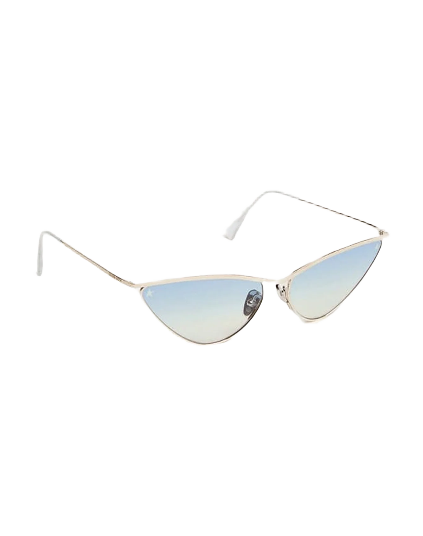 Unisex | Sunglasses Cat-Eye Style with Silver Frame & Blue Lenses | Silver x Blue