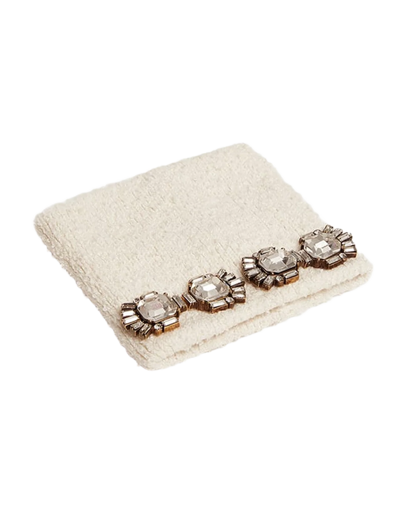 Unisex | White Cuff with Baguette-Shaped Crystals | Vintage White x Antique Gold - Image 2