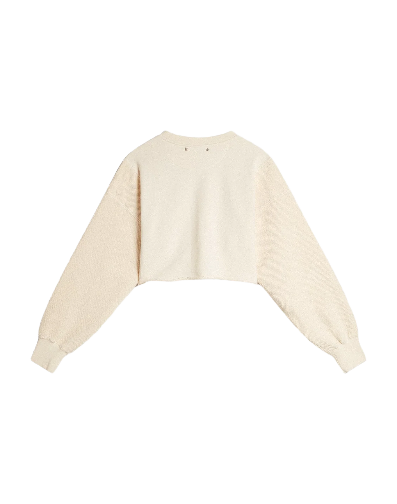 Women | Aged White Cotton Cropped Sweatshirt | Heritage White x Blue - Image 5