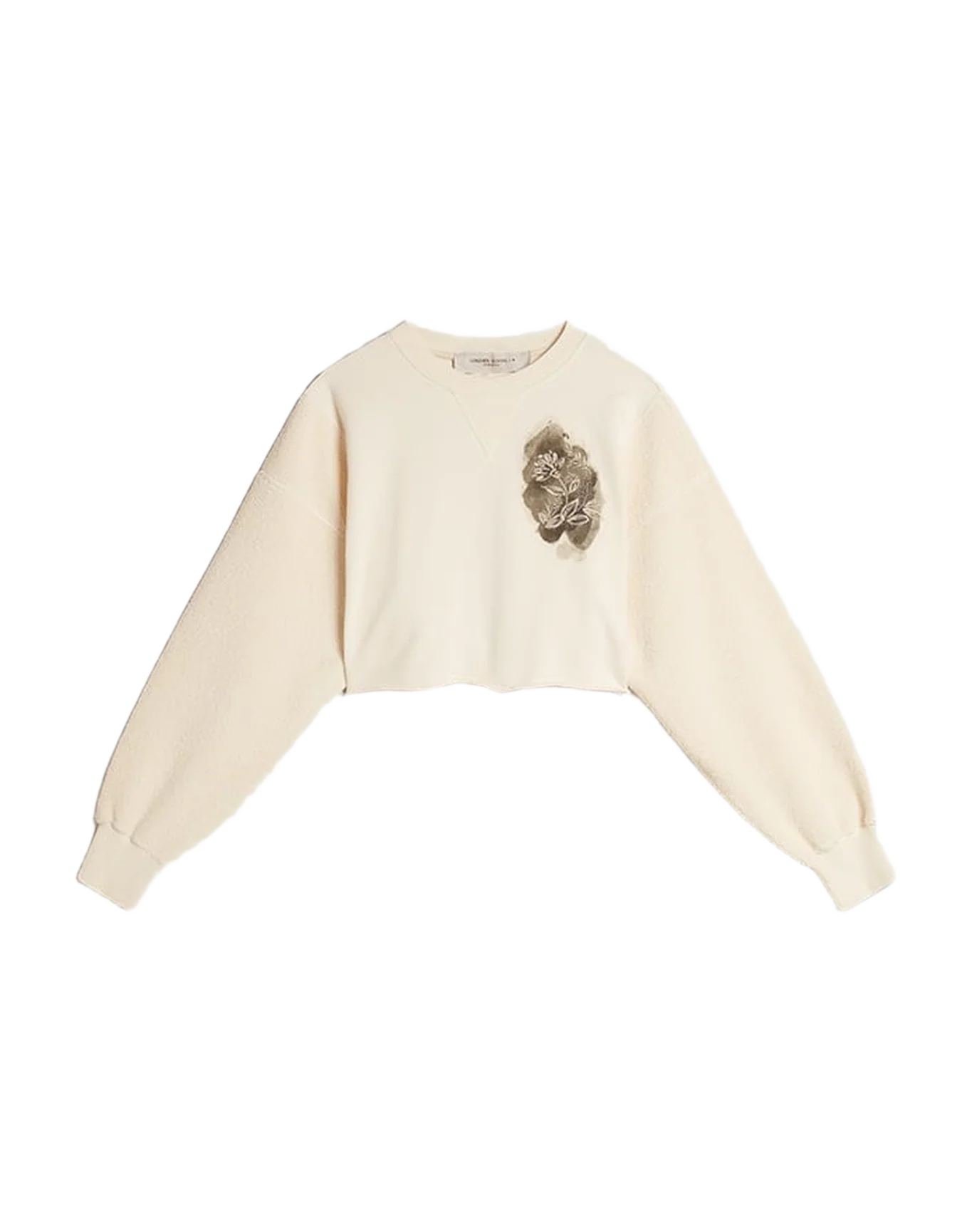 Women | Aged White Cotton Cropped Sweatshirt | Heritage White x Blue - Image 8
