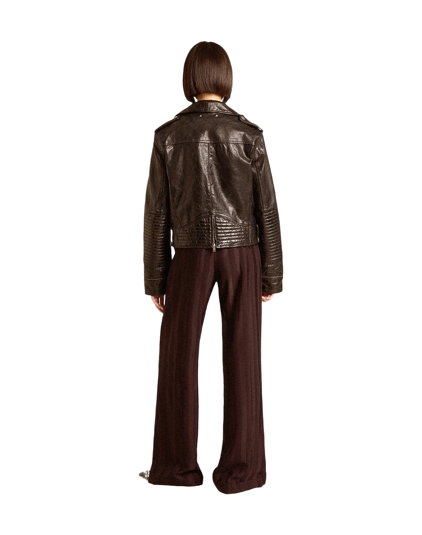 Women | Amy Ballet Flats Black Nappa Leather with Silver Colored Studs | Black x Silver - Image 7