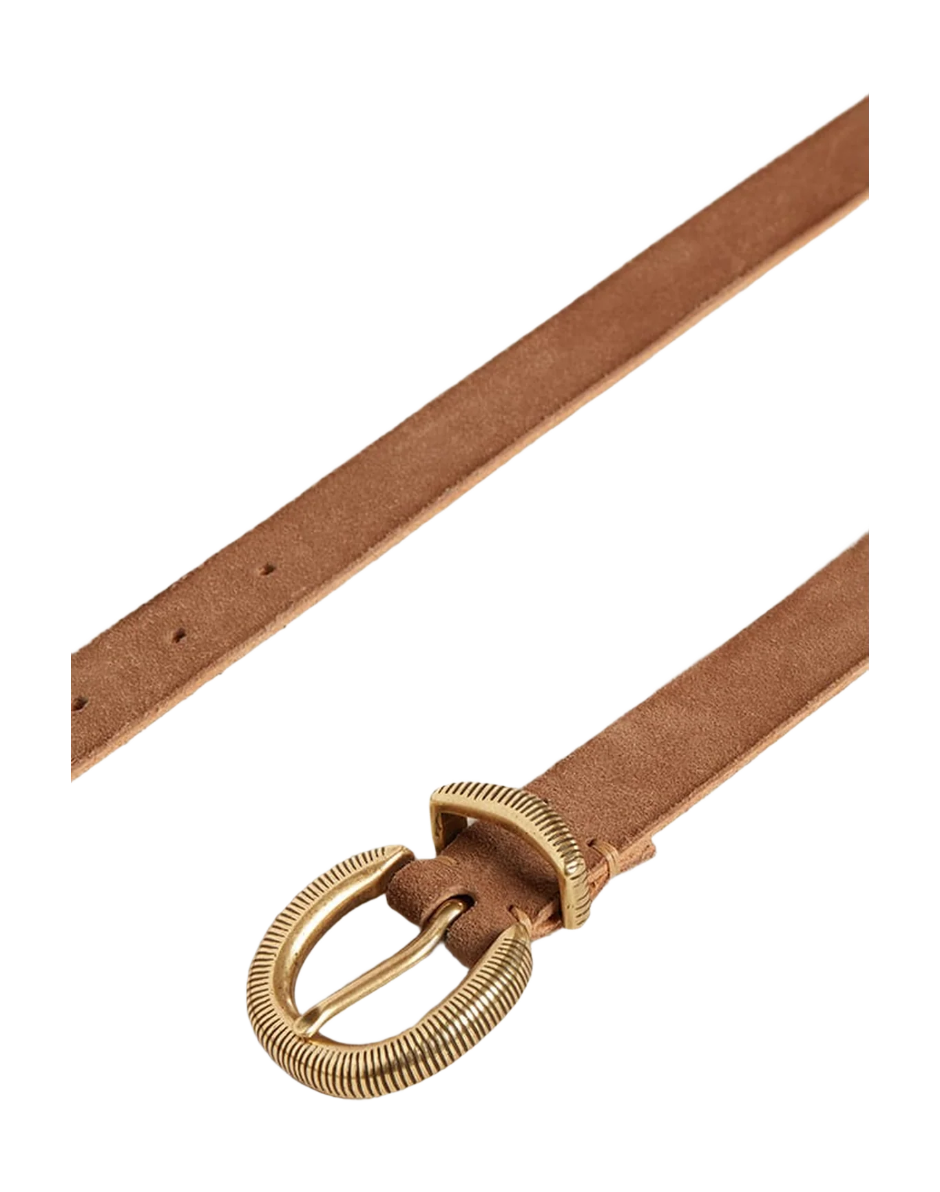 Women | Ash-Colored Nubuck Leather Belt with Gold Buckle | Ash - Image 3