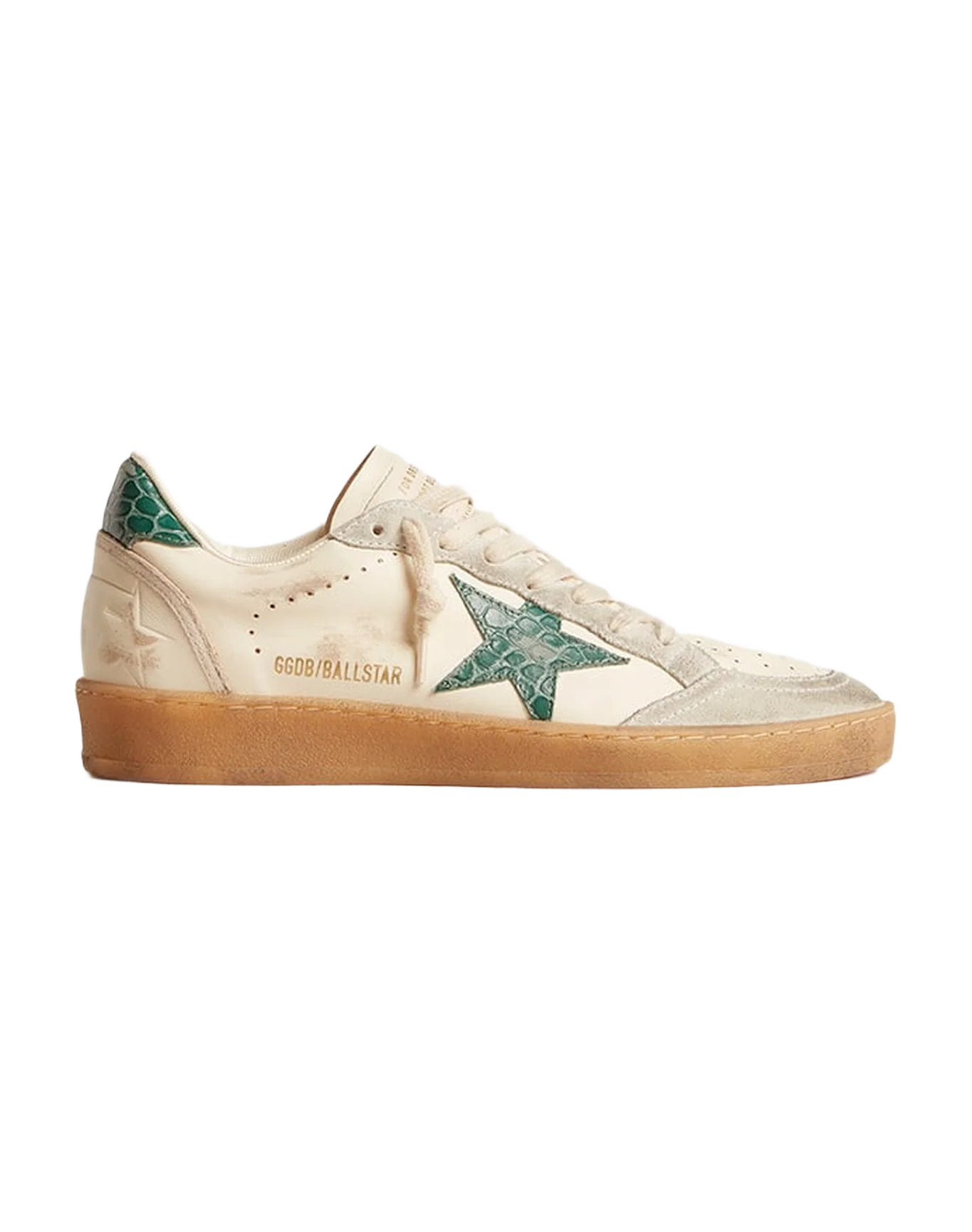 Women | Ball Star Ltd Nappa with Green Crocodile-Print Leather Star | White x Ice x Green - Image 11