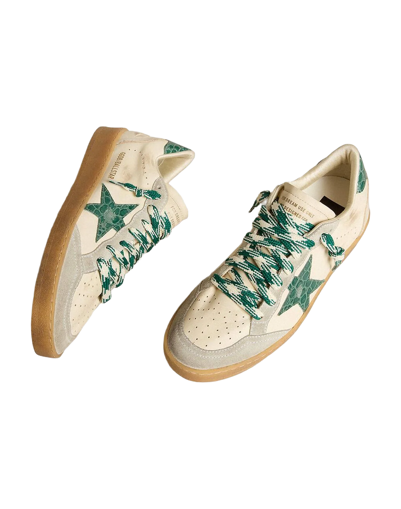 Women | Ball Star Ltd Nappa with Green Crocodile-Print Leather Star | White x Ice x Green - Image 4
