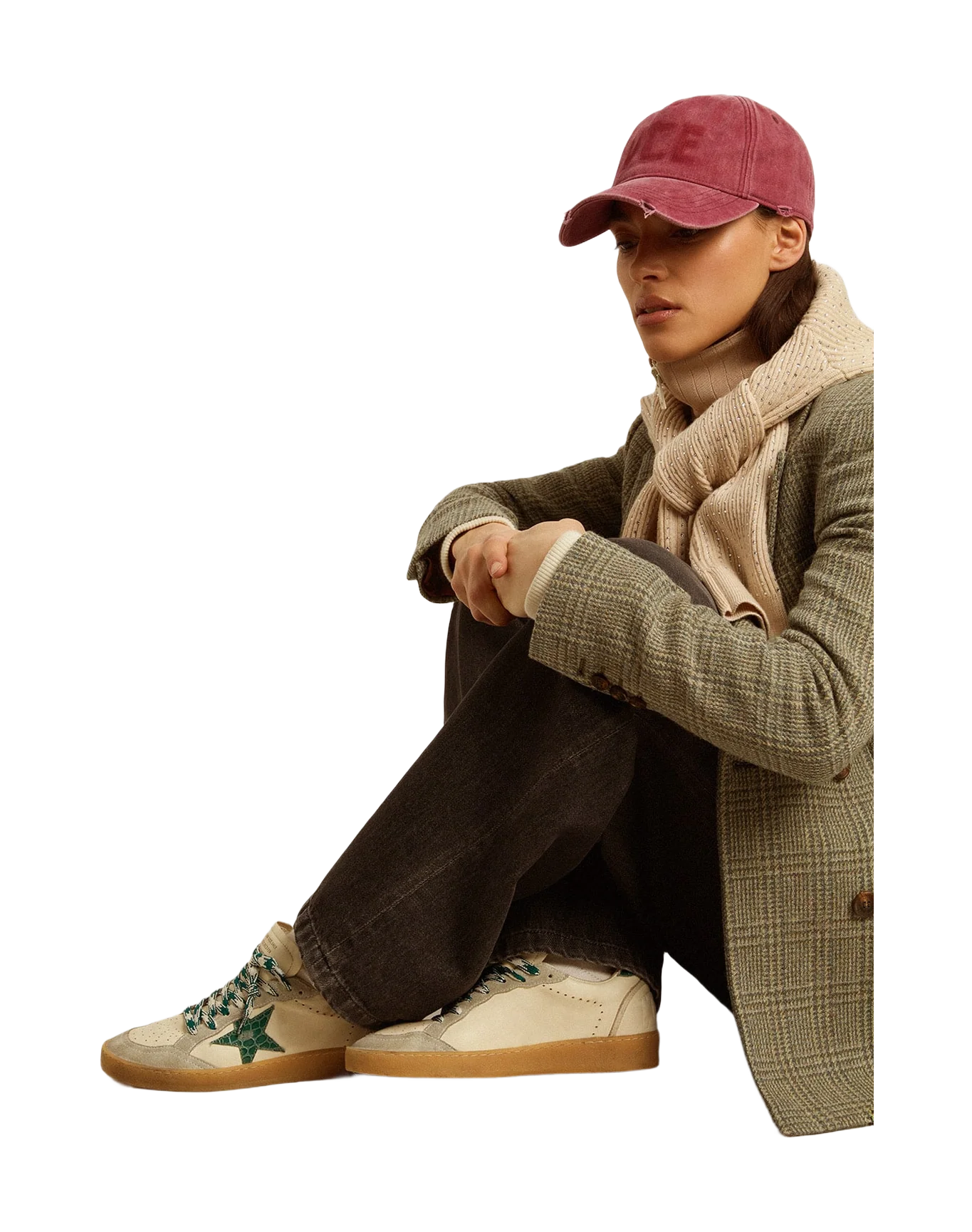 Women | Ball Star Ltd Nappa with Green Crocodile-Print Leather Star | White x Ice x Green - Image 7