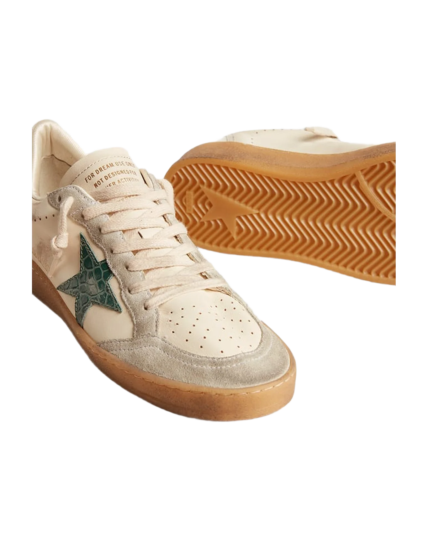 Women | Ball Star Ltd Nappa with Green Crocodile-Print Leather Star | White x Ice x Green - Image 9