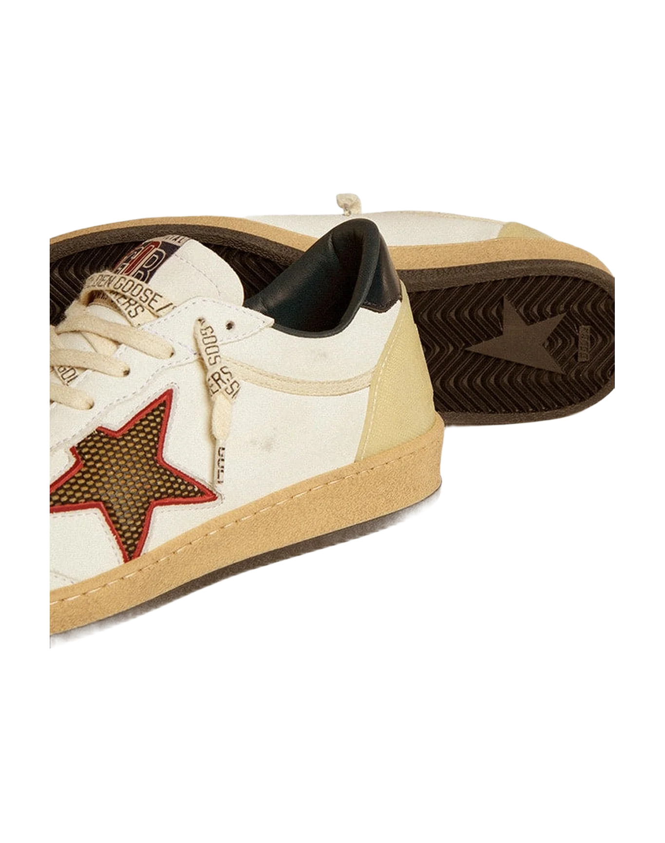 Women | Ball Star Ltd with Mesh Star & Midnight Blue Leather Heel Tab | White x Beige x Blue - Image 3