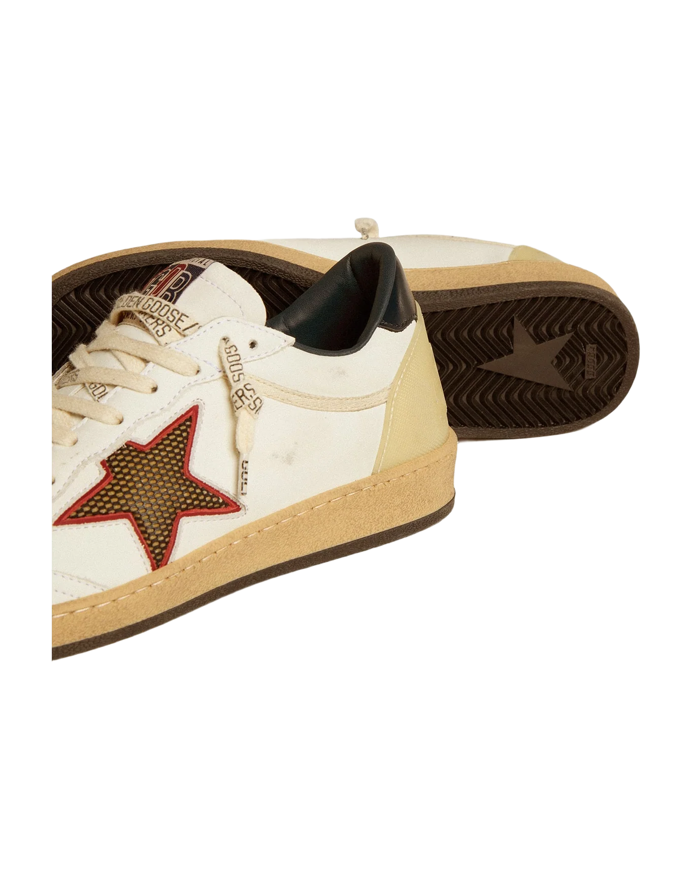 Women | Ball Star Ltd with Mesh Star & Midnight Blue Leather Heel Tab | White x Beige x Blue - Image 4